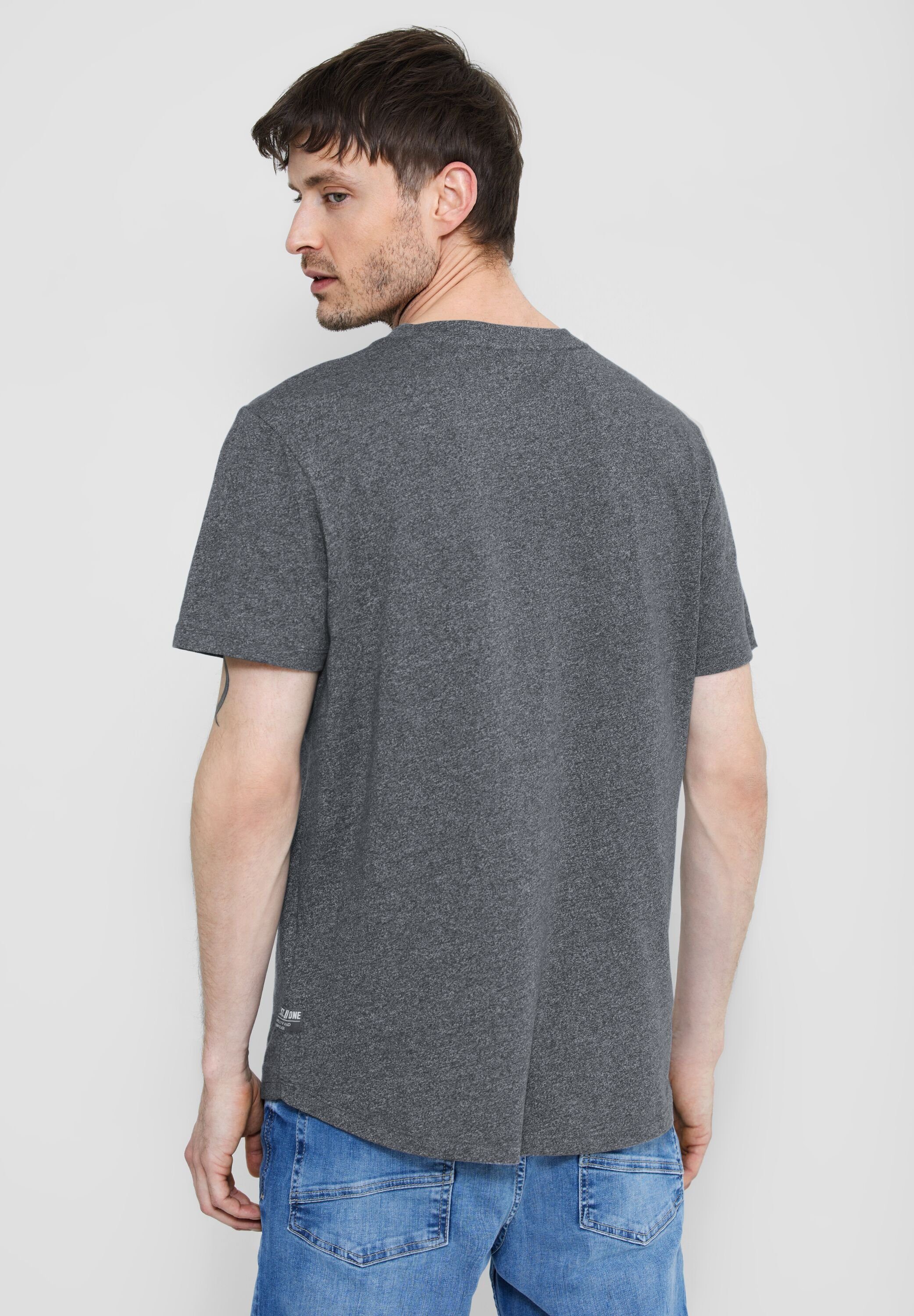 STREET ONE MEN T-Shirt melange mit steel grey Brusttasche