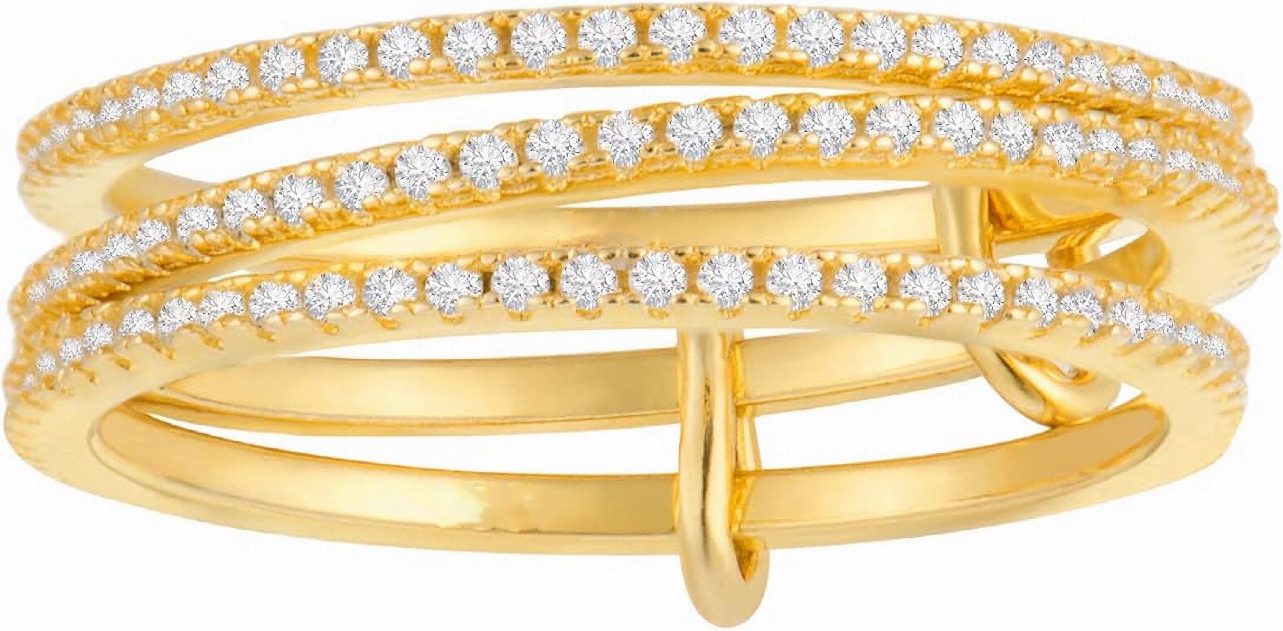 Jumpeak Diamantring Exquisiter Dreifachring, Ewigkeitsring aus 14 Karat Gold, als Ehering., Kommunion Geschenk,Hochzeitsband,Hochzeitsgeschenk
