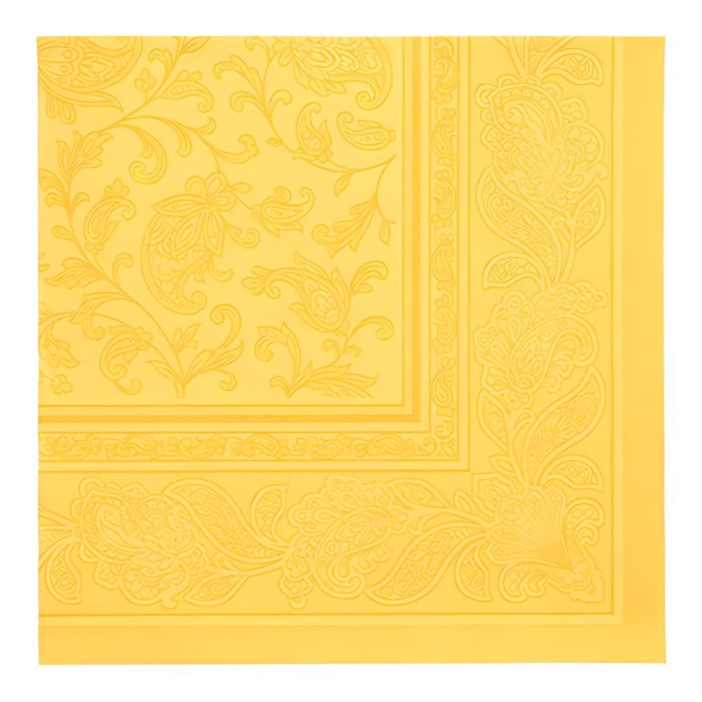 PAPSTAR Papierserviette 50 x Servietten ROYAL Collection 1/4-Falz 40 cm x 40 cm gelb Ornaments