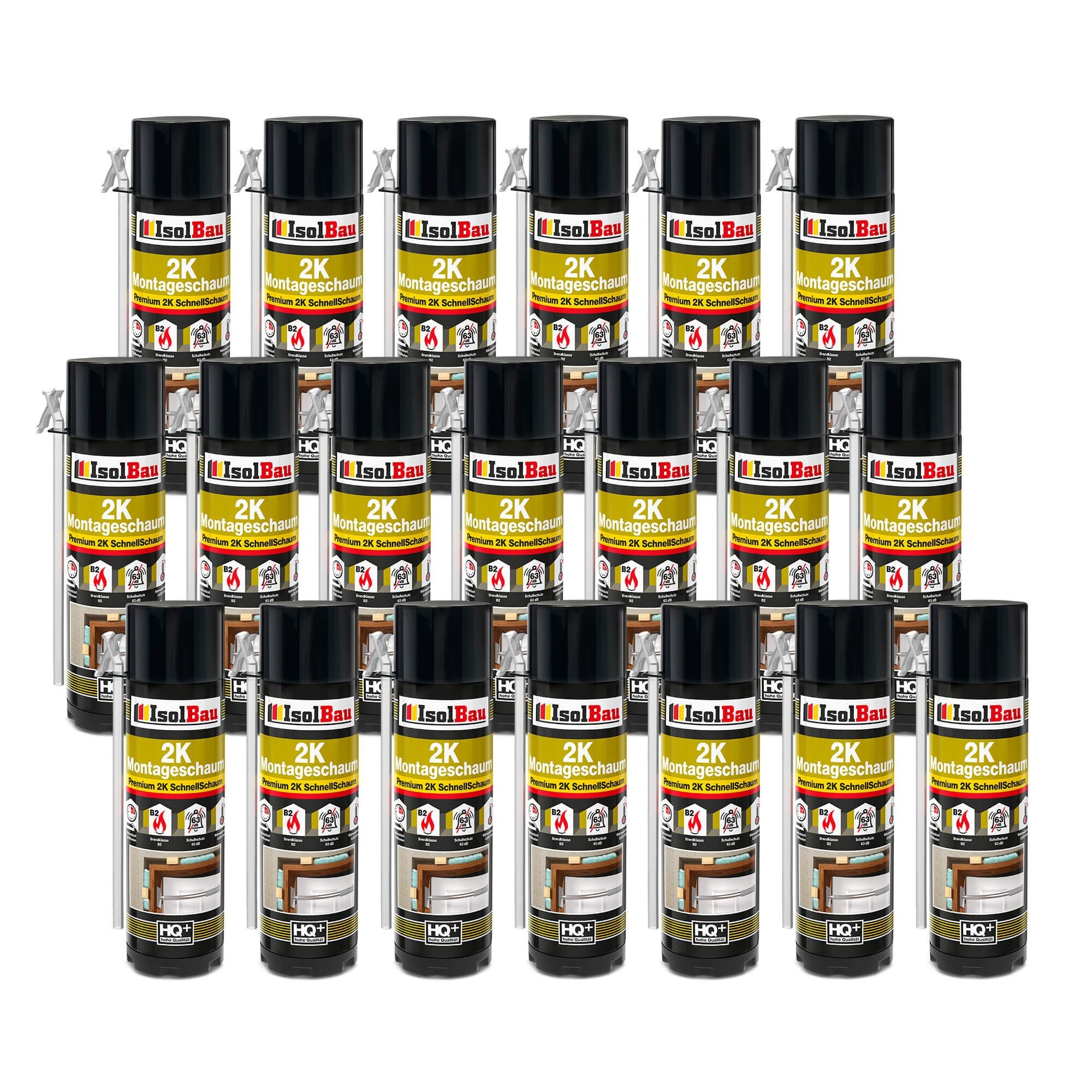 None Fenster 2K Montageschaum 20 x 400ml Zargenschaum PU-Schnellschaum für Türen, Fenster- und Türrahmen sowie Fensterbänken, Isolieren und Verlegen