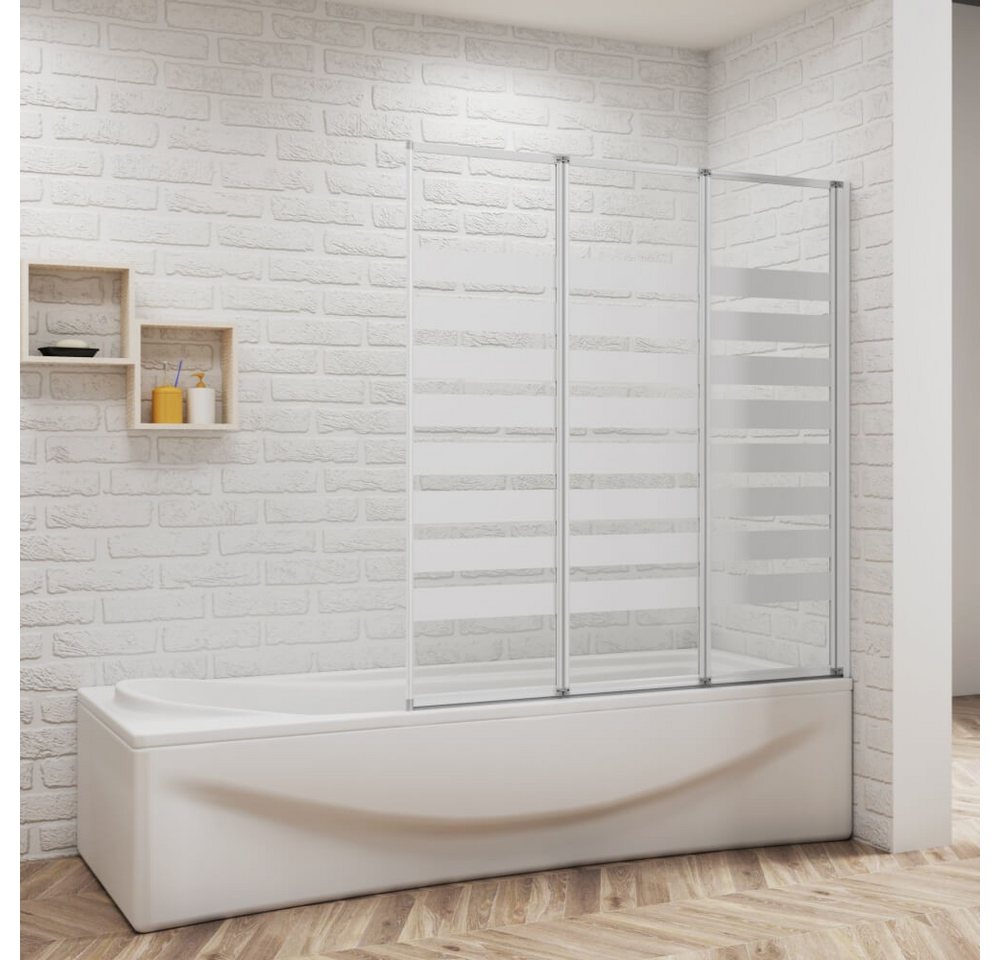 Duschparadies Duschwand 130*140cm hellweißAufsatz Duschabtrennung Badewanne Trennwand, Einscheibensicherheitsglas, Sicherheitsglas, Glas