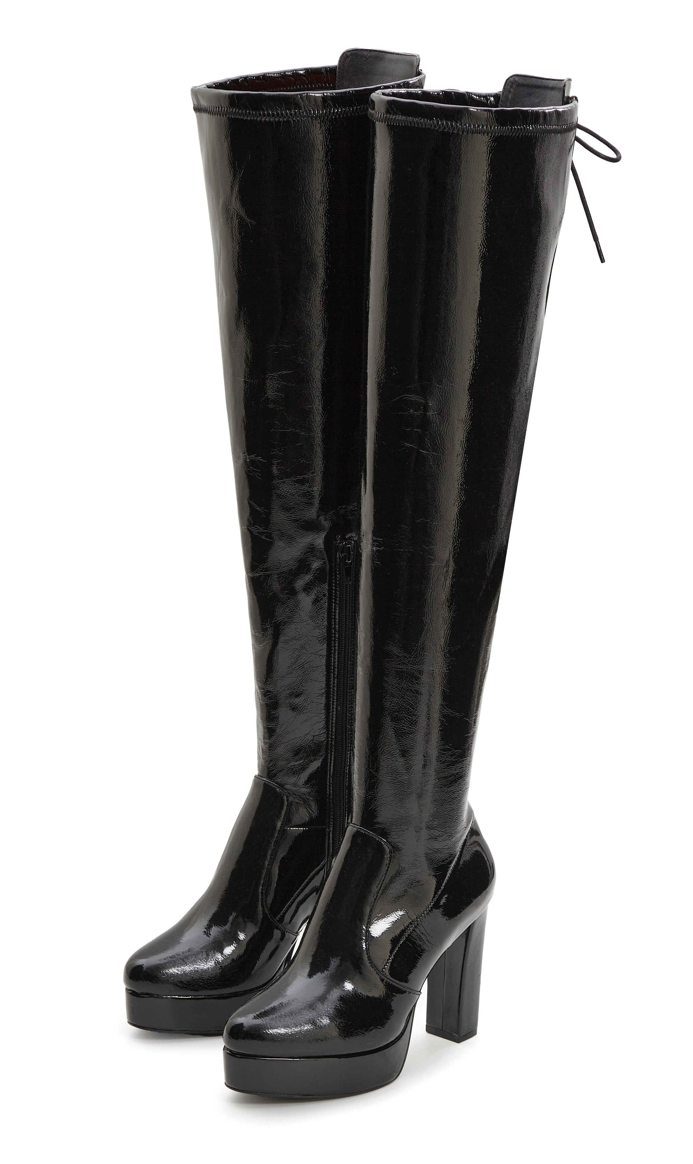 LASCANA Belle Affaire High-Heel-Stiefelette mit Plateau, Overkneestiefel in erotischer Lack-Optik