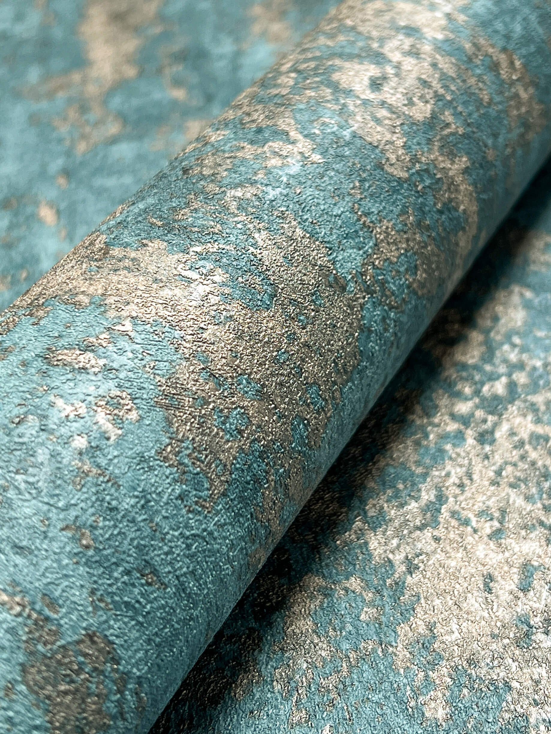 Newroom Vliestapete, Türkis Tapete Industrial Beton günstig online kaufen