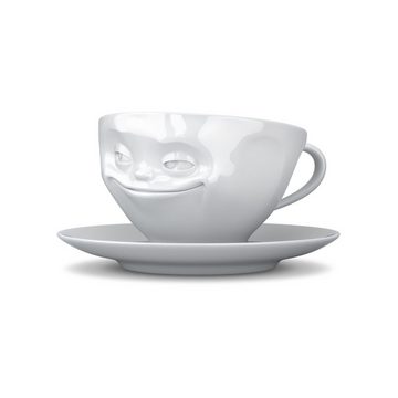 FIFTYEIGHT PRODUCTS Tasse Tasse Grinsend weiß - 200 ml - Kaffeetasse Weiß - 1 Stück