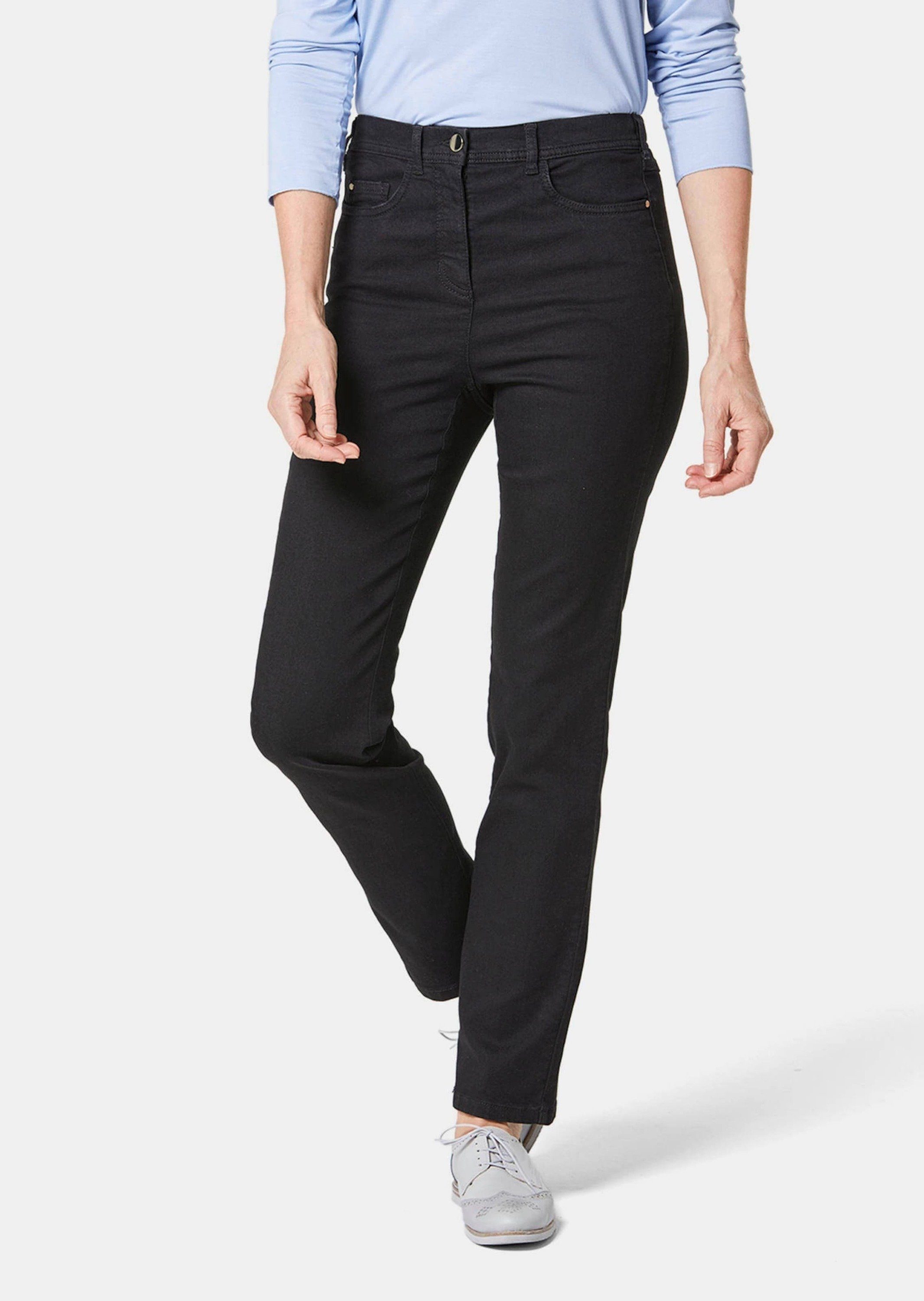 GOLDNER Bequeme Jeans Kurzgröße: Bequeme High-Stretch-Jeanshose schwarz