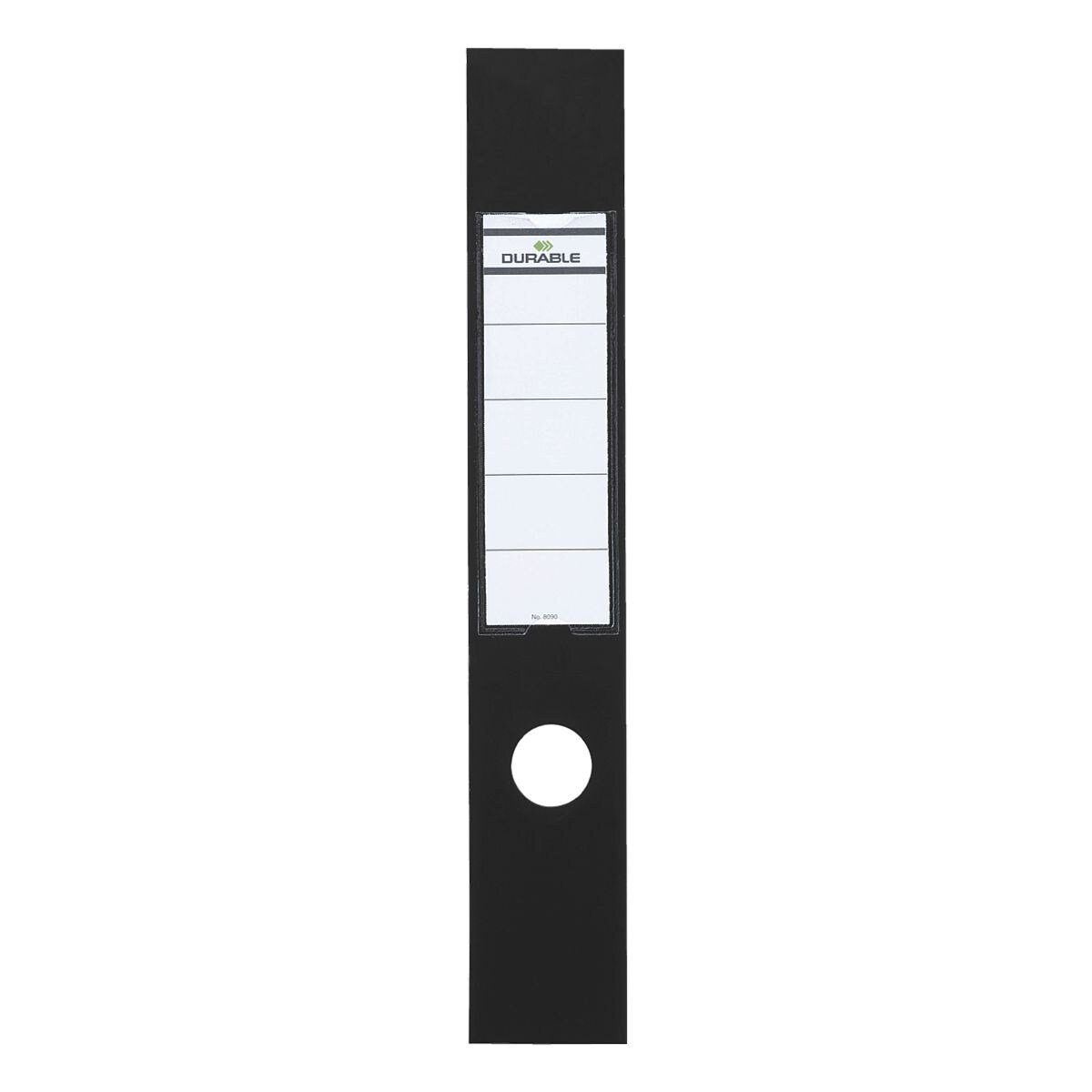 DURABLE Etiketten Ordofix, 10 Stück, breit (60x390 mm), selbstklebend, mit transparenter Tasche