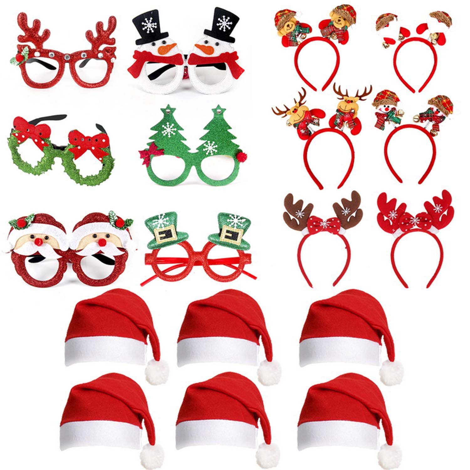 trends for living Diadem Weihnachtsparty Set 18-tlg KinderErwachsene Brillen Mützen Stirnbänder (18-tlg)