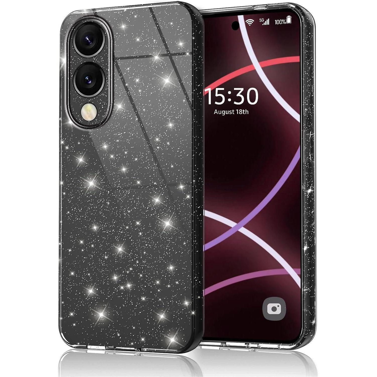LuxusKollektion Handyhülle Handyhülle Samsung S25 Edge Glitzer Schwarz