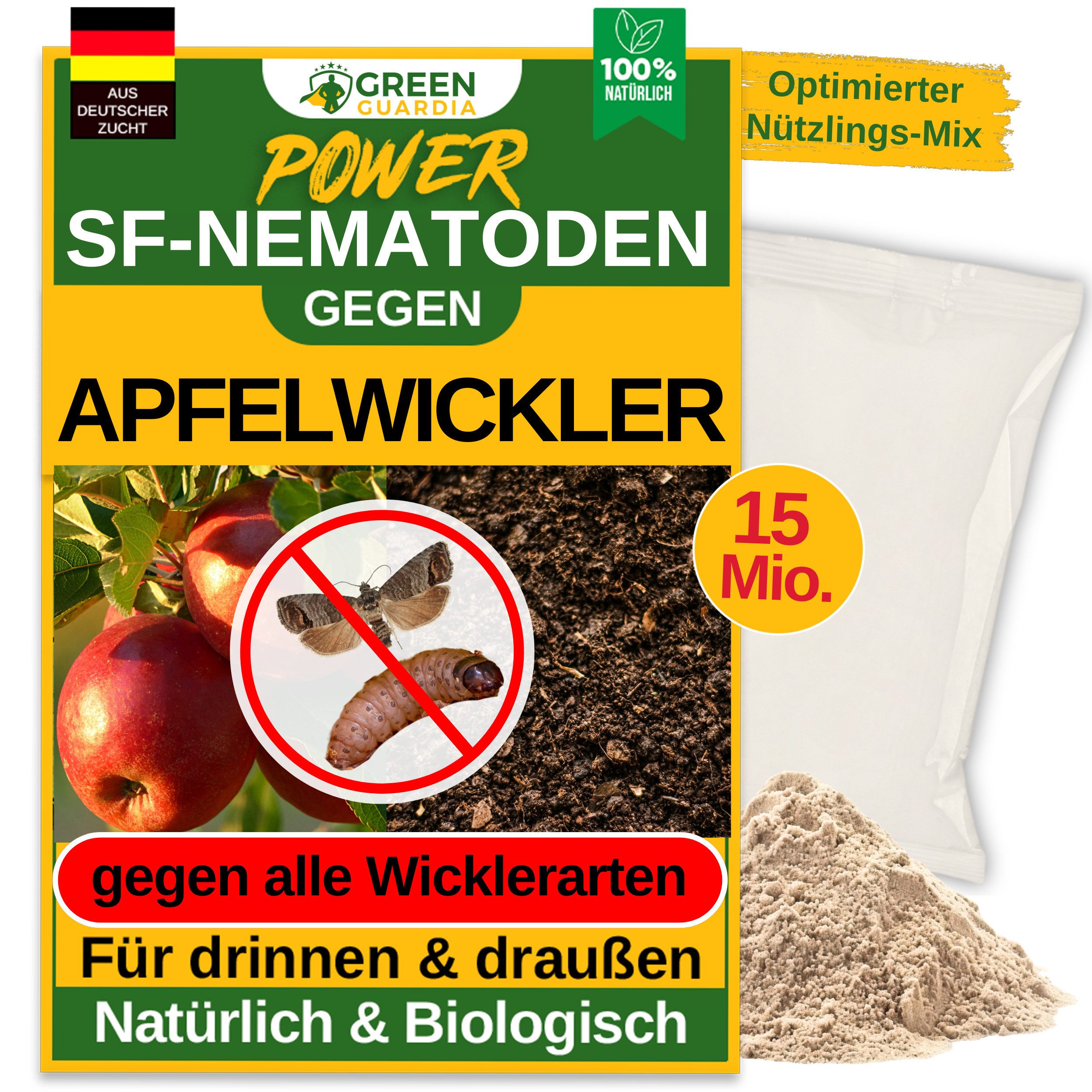 Insektenvernichter SF-Nematoden gegen Apfelwickler - 100% natürlich und chemiefrei