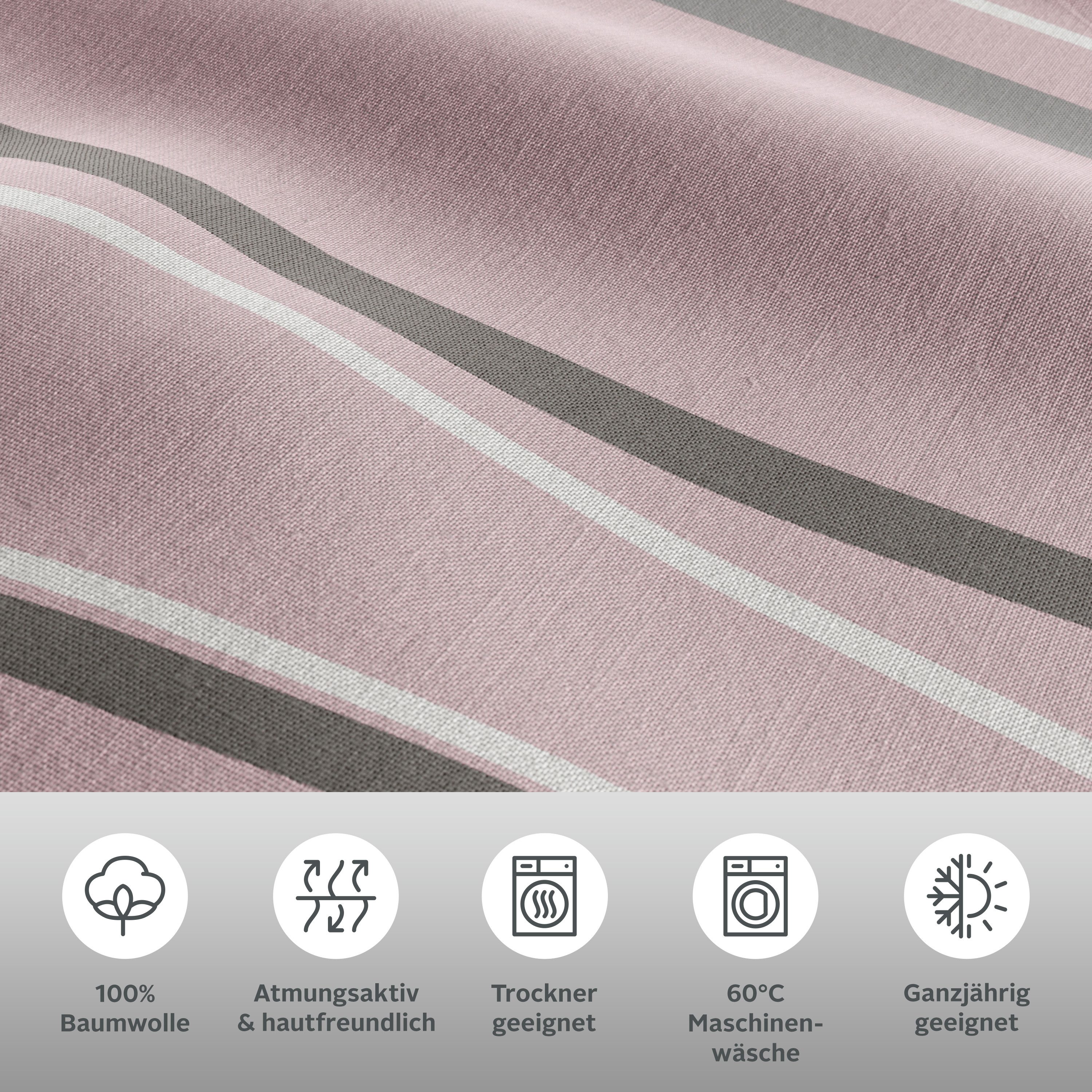 OTTO home Wendebettwäsche Alvara, Linon, 2 teilig, in Gr. 135x200 oder 155x220 cm, 100% Baumwolle, grafisches Motiv