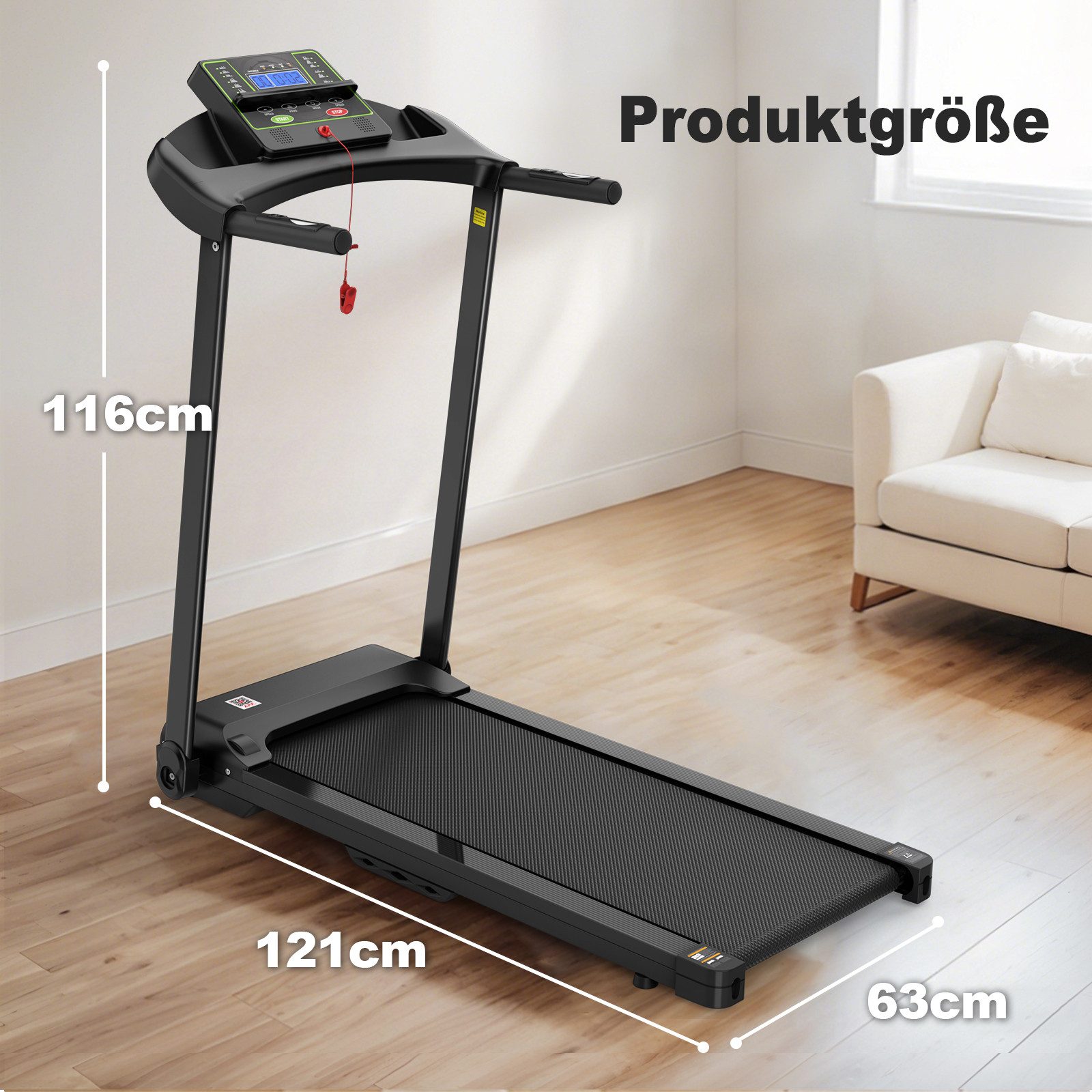 BAYMATE Laufband Klapplaufband für Zuhause bis 12 km/h, mit LED-Display (Tablet-Halter, Kompaktes Laufpad für Zuhause und Büro)