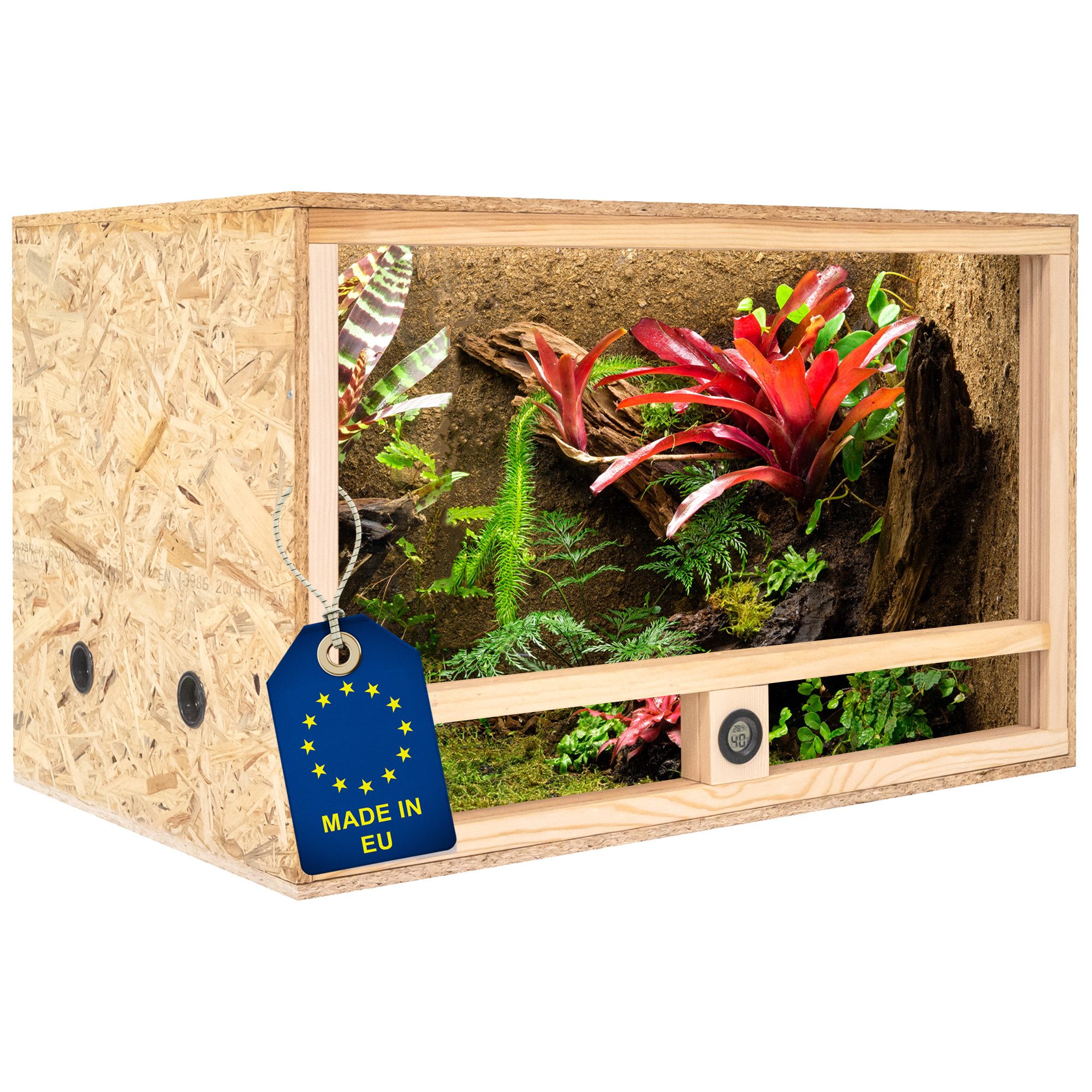 Terrarium Holz Terrarium 80х50х50 mit Seitenbelüftung & Integriertem Hygrometer