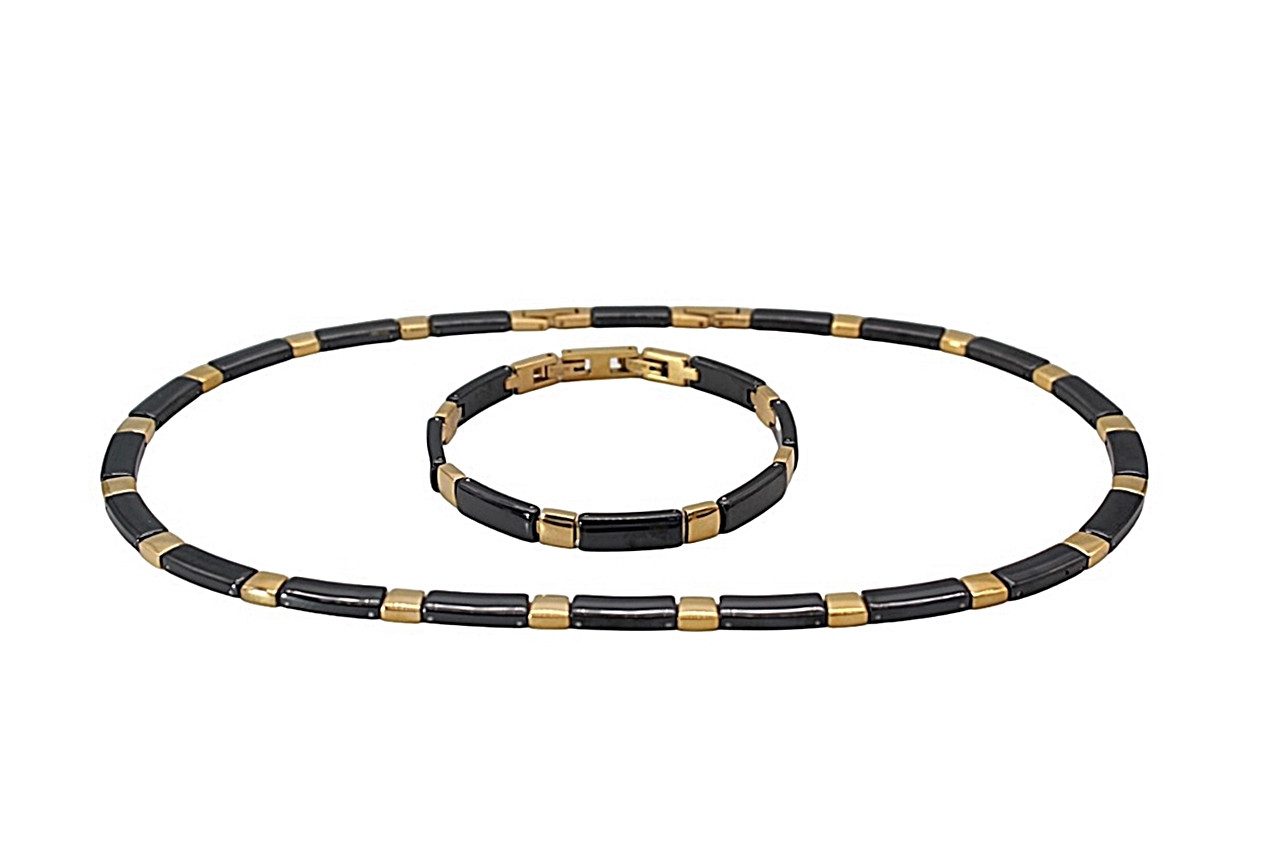 ELLAWIL Collier-Set Collier und Armband aus Keramik und Edelstahl schwarz/g günstig online kaufen