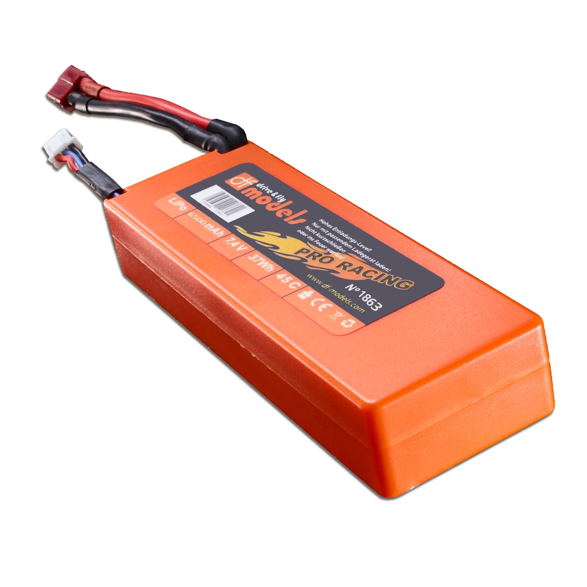 DF-Models RC-Quadrocopter DF Lipo Akku 2S 7,4V 6500mAh 45C Hardcase mit T Plug