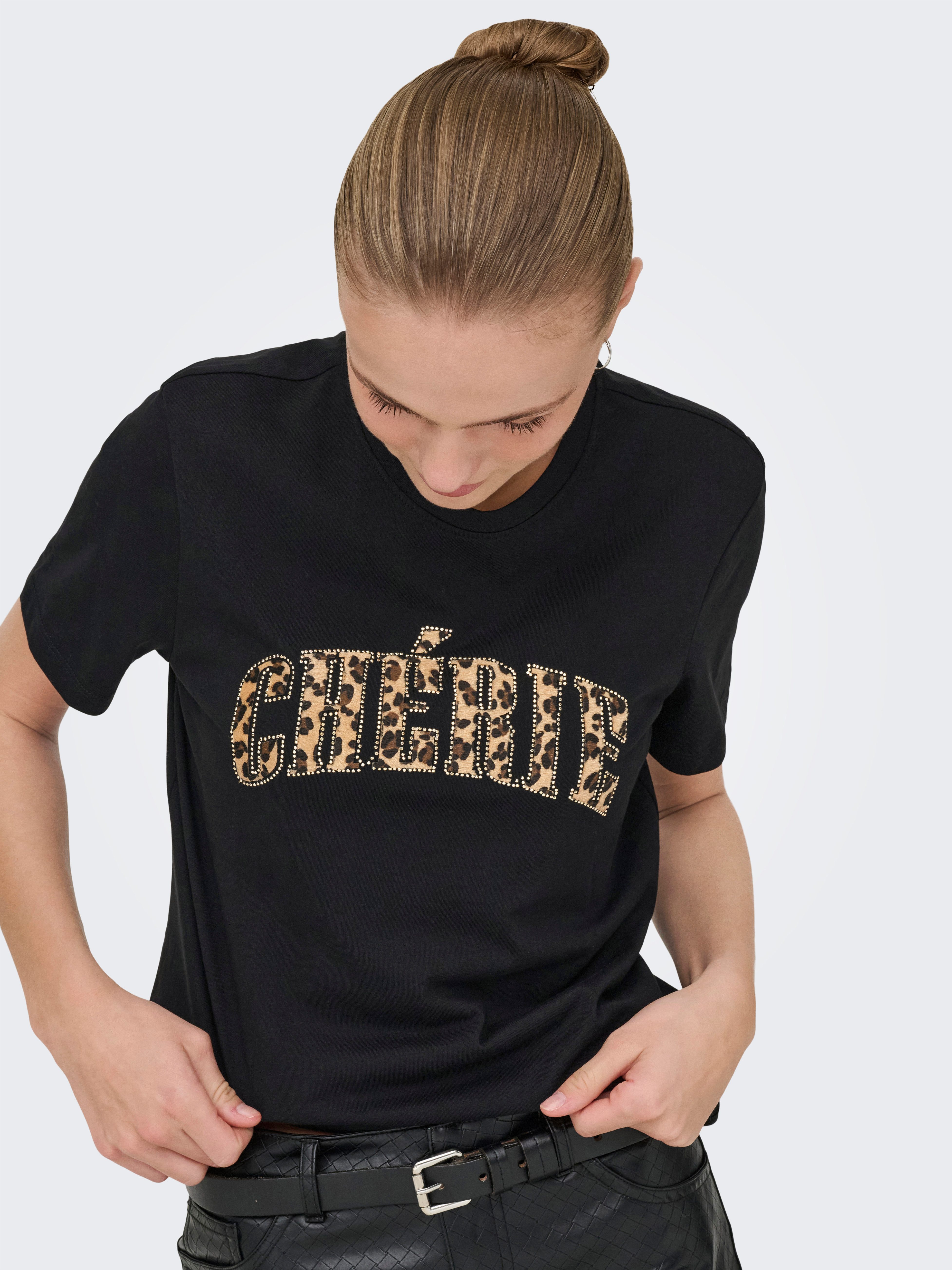ONLY T-Shirt ONLDITTE LIFE RHNSTN S/S ANIMAL TOP JRS günstig online kaufen