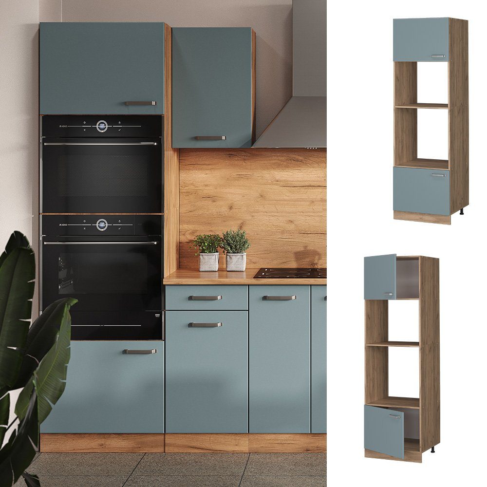 Vicco Mikrowellenumbauschrank R-Line, Blau-Grau/Goldkraft Eiche, 60 günstig online kaufen