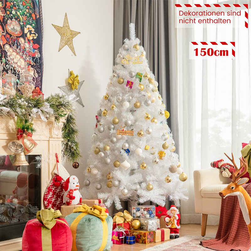 COSTWAY Künstlicher Weihnachtsbaum, farbiges Pulver & 500 Zweigen, weiß