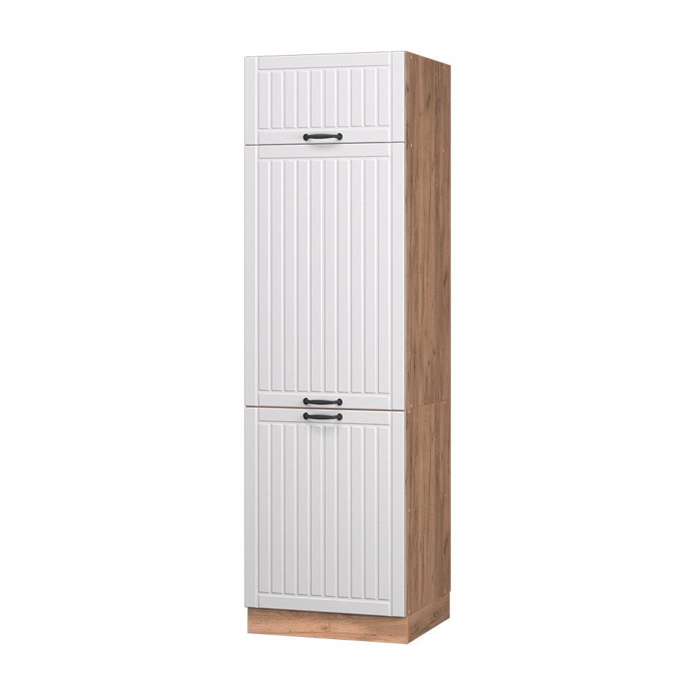 Vicco Kühlumbauschrank Fame-Line, Weiß Landhaus/Goldkraft Eiche, 60 cm (1-St)