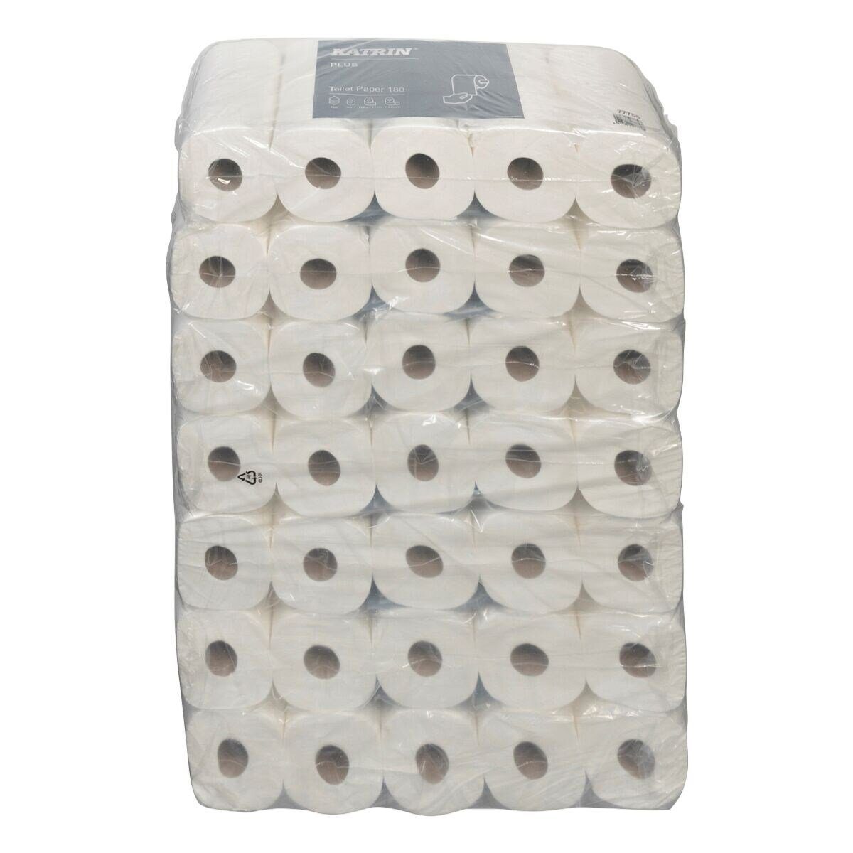 KATRIN Toilettenpapier Plus (70-St), 4-lagig, reinweiß mit Prägung, 180 Blatt/Rolle