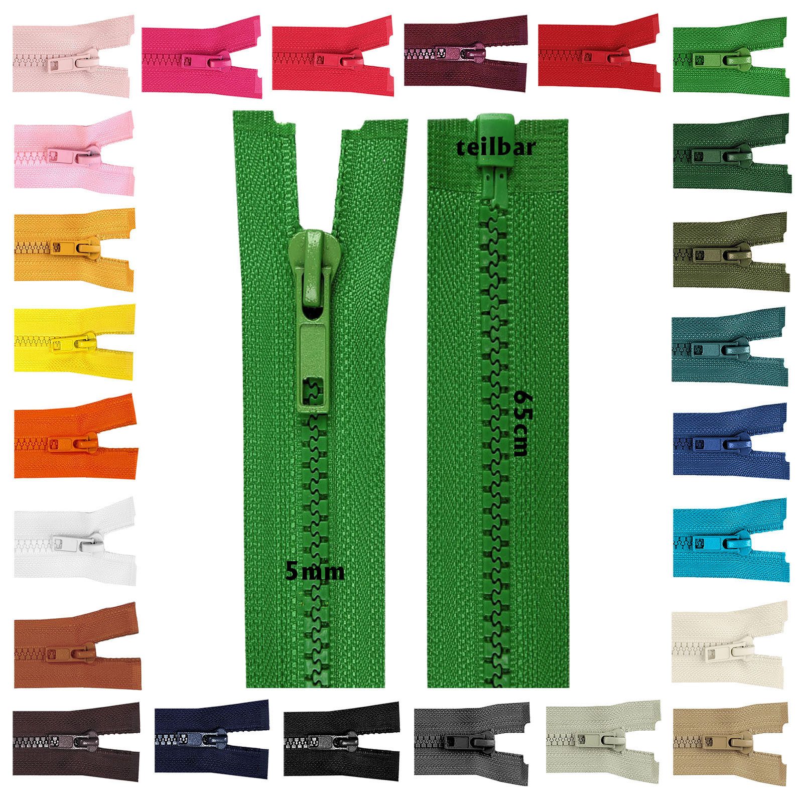 maDDma Reißverschluss 1 Reißverschluss Profil 5mm 65 cm teilbar, Autolock, Farbwahl, marineblau