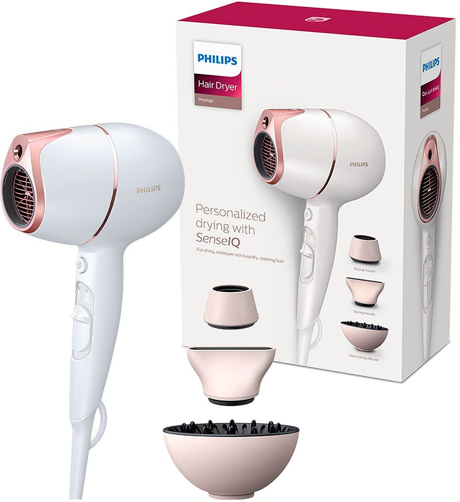 Philips Haartrockner Prestige BHD628/00, 1800 W, mit SenseIQ Technologie, 2 Geschwindigkeits- und 3 Trocknungsmodi