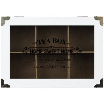 Koopman Teebox Teebeutelkiste 6 Fächer Sweet Home Farbwahl Teebeutelbox Tee-Box, Teekasten Tee Dose Kiste Box Teedose Teebeutel