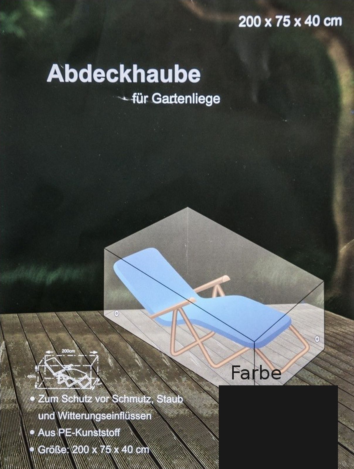 BURI Schutzplane Abdeckhaube anthrazit für Gartenliege Möbelschutz Schutzhülle Liege – Bild 2 von 2