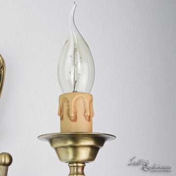 Licht-Erlebnisse Wandleuchte APPLIQUE PARALUME 142, ohne Leuchtmittel, Kerzenleuchter Wandlampe Bronze hell Messing E14 Barockes Design