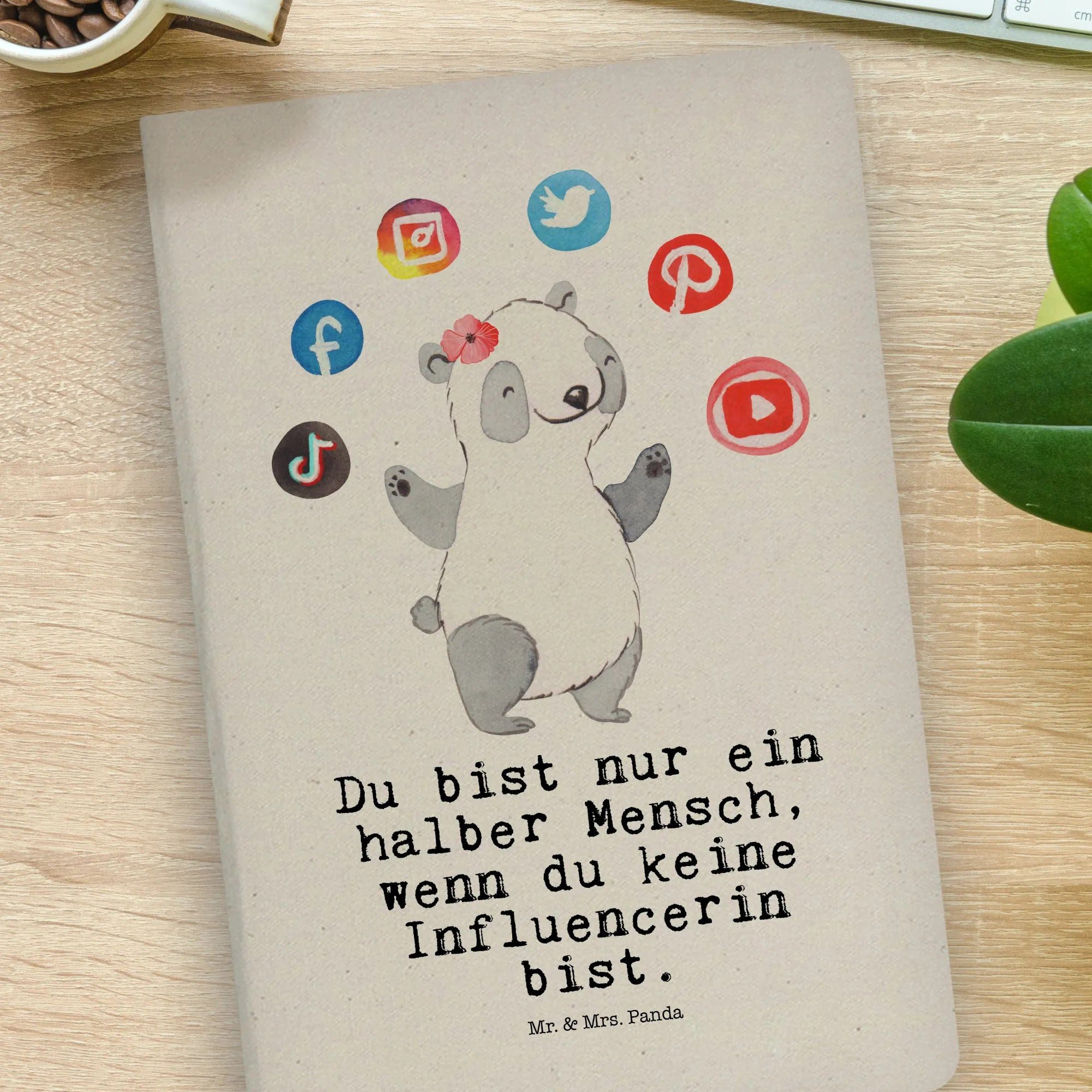 Thumbnail - Mr. & Mrs. Panda Notizbuch Influencerin Herz - Transparent - Geschenk, Schreibbuch DIN A4, Firma Mr. & Mrs. Panda, Echte...