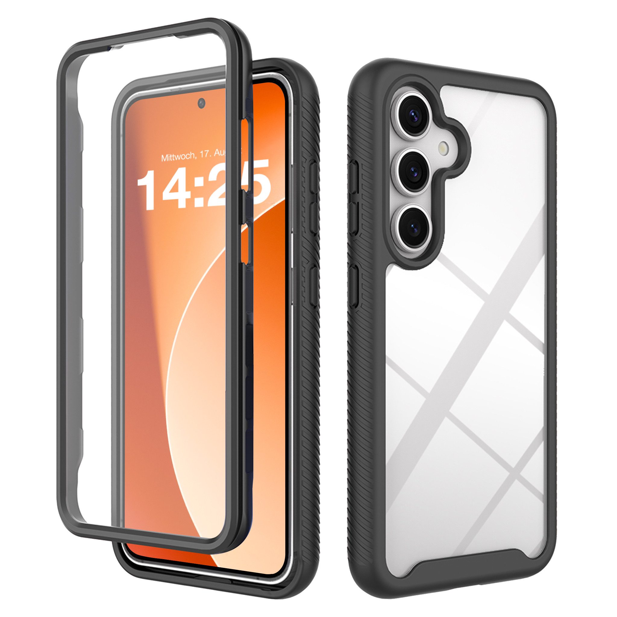Tec-Expert Handyhülle 360 Grad Premium Hülle für Samsung Galaxy S25 6.17 Zoll, 6.17, Rundum Schutz Cover Case Hülle Stoßdämpfung
