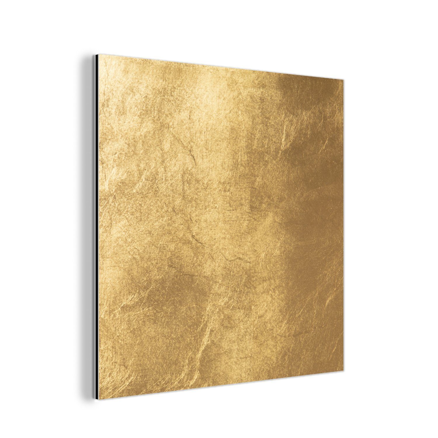 MuchoWow Metallbild Licht fällt auf eine goldene Wand, Inkl. Aufhängung, Al günstig online kaufen