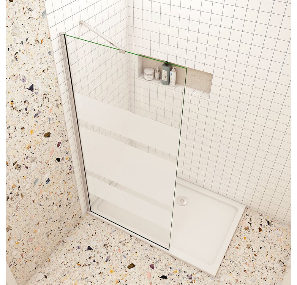 Thumbnail - duschspa Duschwand 6mm 190cm Walk in Dusche Duschtrennwand mit Milchstreifen Glaswand, Einscheibensicherheitsglas, Siche...
