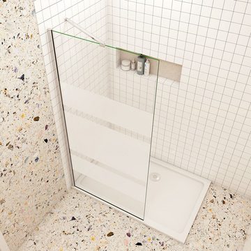 duschspa Duschwand 6mm 190cm Walk in Dusche Duschtrennwand mit Milchstreifen Glaswand, Einscheibensicherheitsglas, Sicherheitsglas, (Set), Glas, Nano Glas