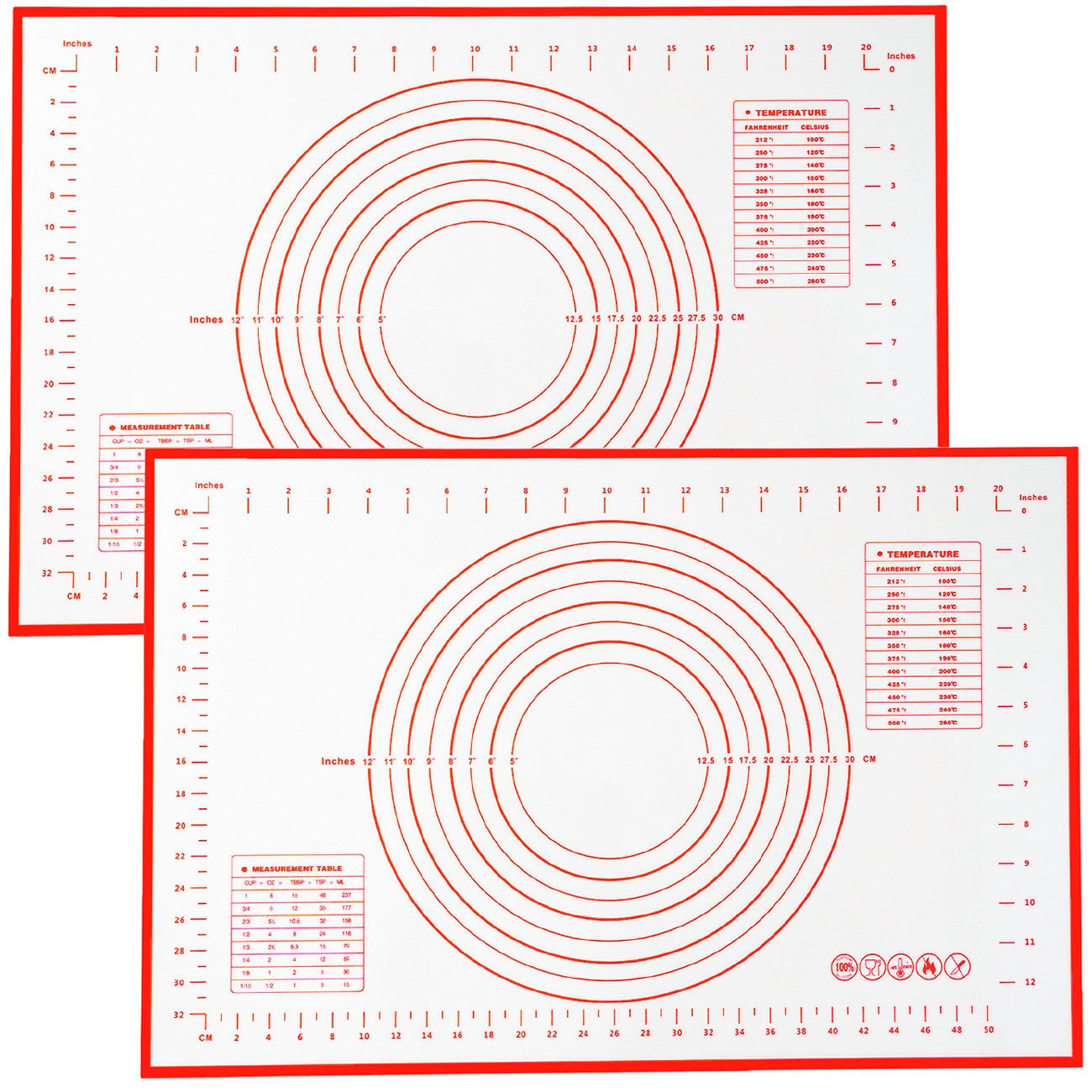 shop'n smile ideoon Backmatte 2er-Set Silikon-Backmatte 60x40cm Antihaft-Teigmatte Messskala, Silikon, Schablonen, Spülmaschinenfest, Ersetzt Backpapier, hitzeb – Bild 2 von 5