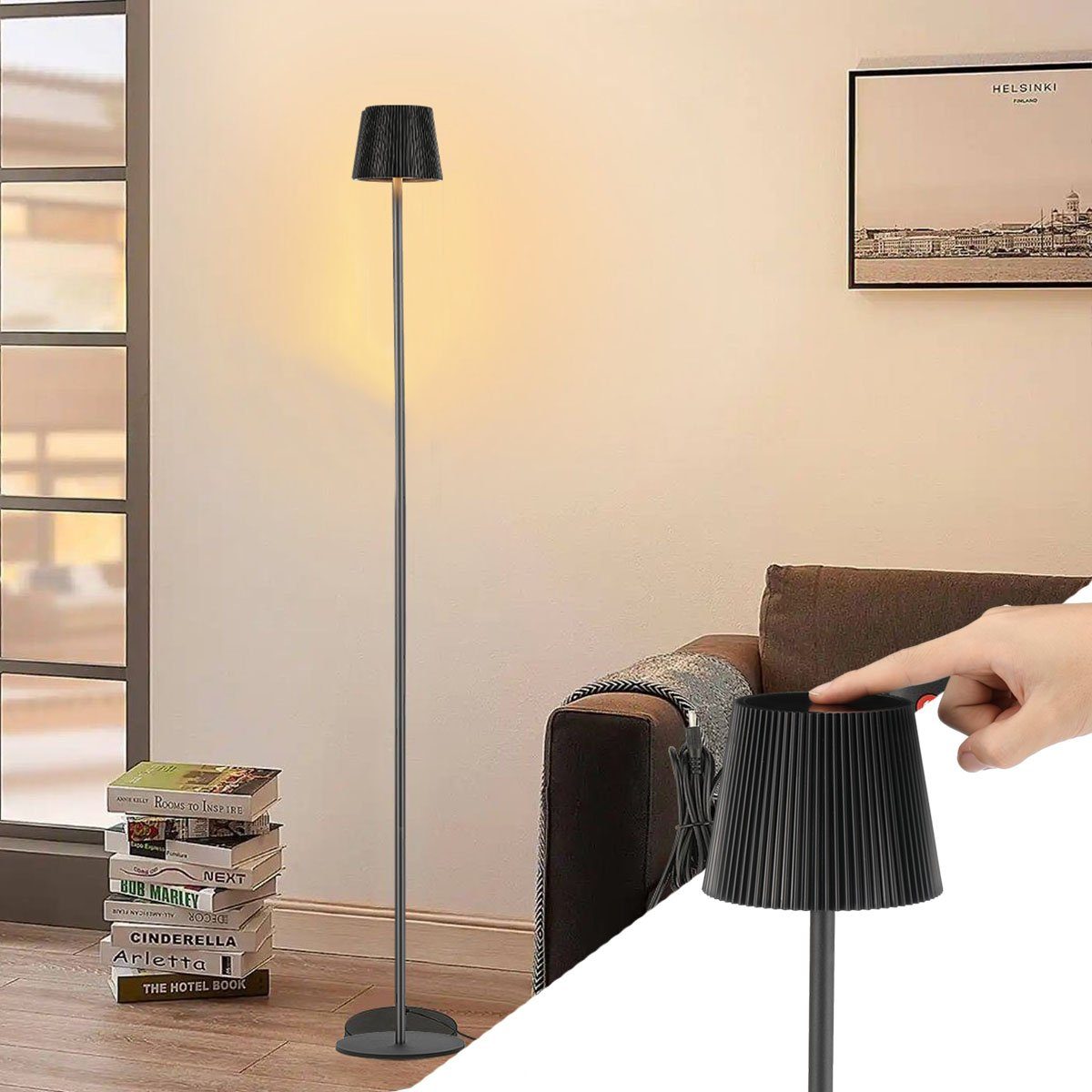 oyajia Stehlampe 3 fest LED in 1 LED 8000mAh-Akku, mit Wohnzimmer/Schlafzimmer/Büro Stehlampe, 130cm für Tischlampe integriert, Kaltweiß/Naturweiß/Warmweiß, Dimmbar USB-C, Kabellose Eisen Leselampe Abnehmbar