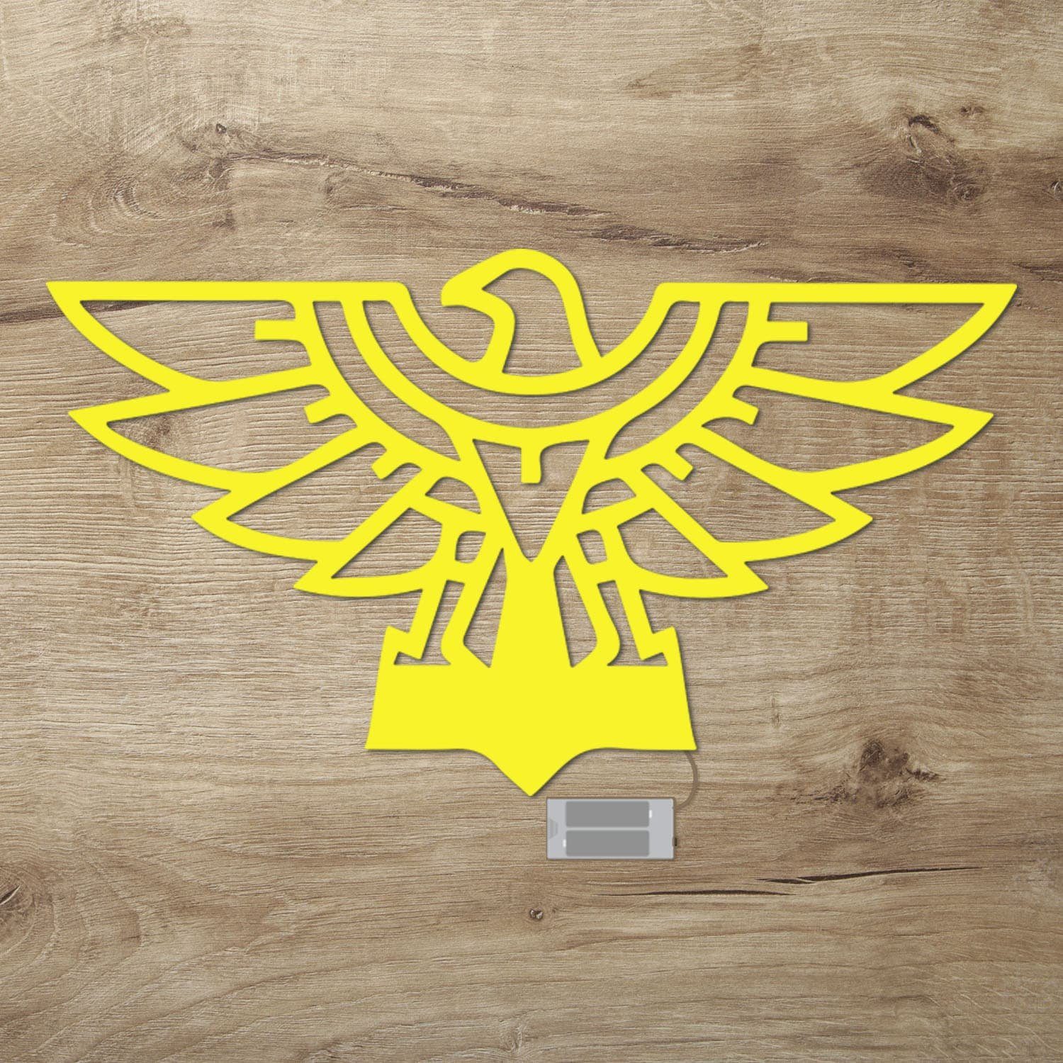 Namofactur LED Dekolicht fest Deko, Vogel integriert, Adler LED Warmweiß Gelb Holz Wand