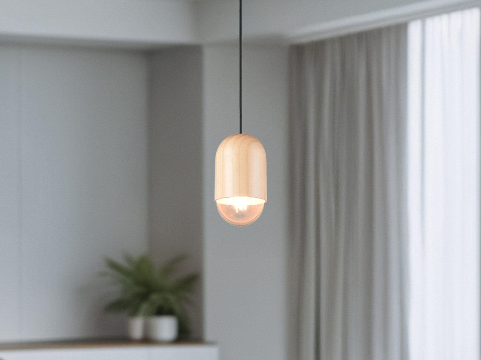 Reality Leuchten LED Pendelleuchte, Dimmfunktion, LED wechselbar, warmweiß, klein-e Holz-lampe einflammig skandinavisch hängend Esstisch, Ø 10cm