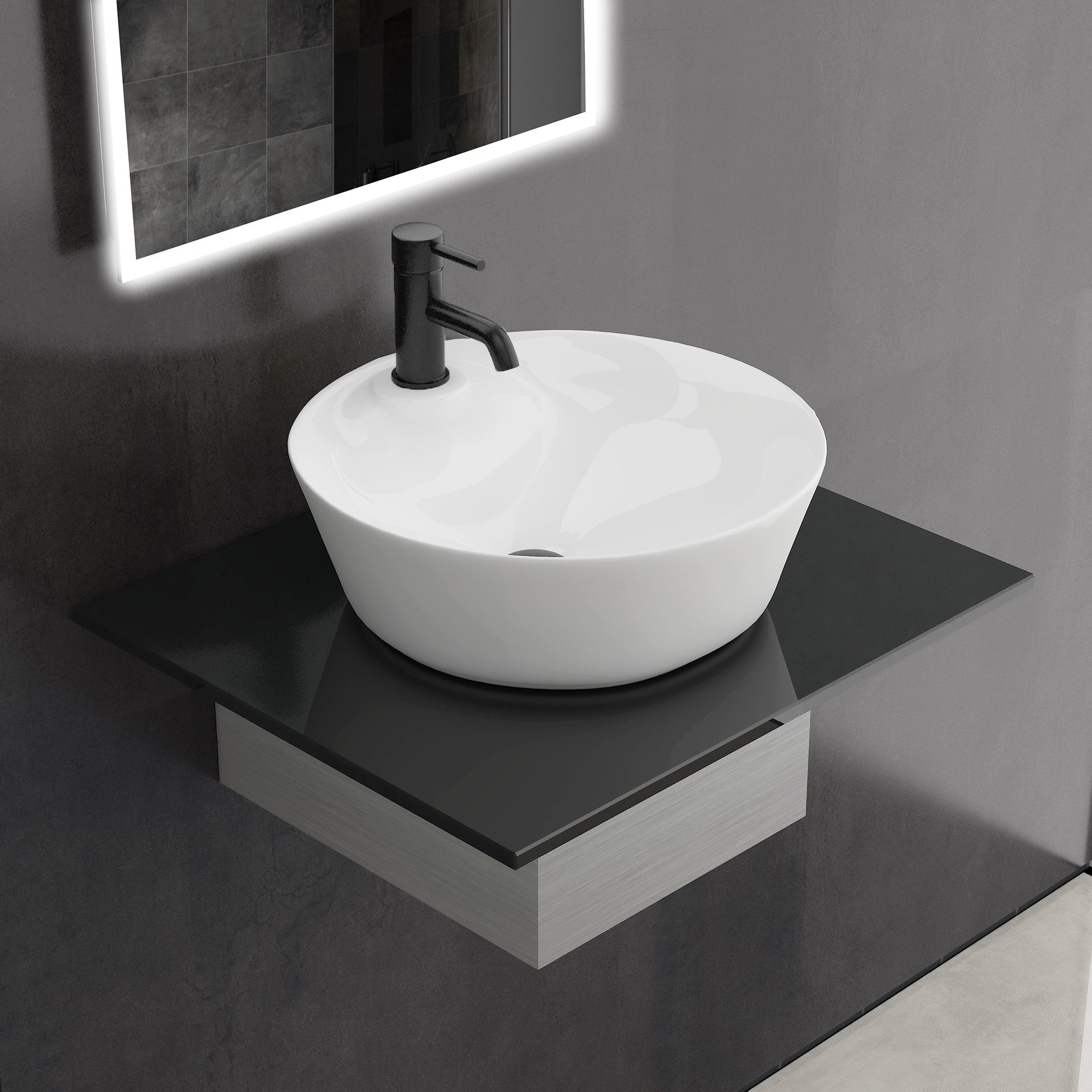 Alpenberger Aufsatzwaschbecken Waschbecken Schale auf Granit Waschtischplat günstig online kaufen