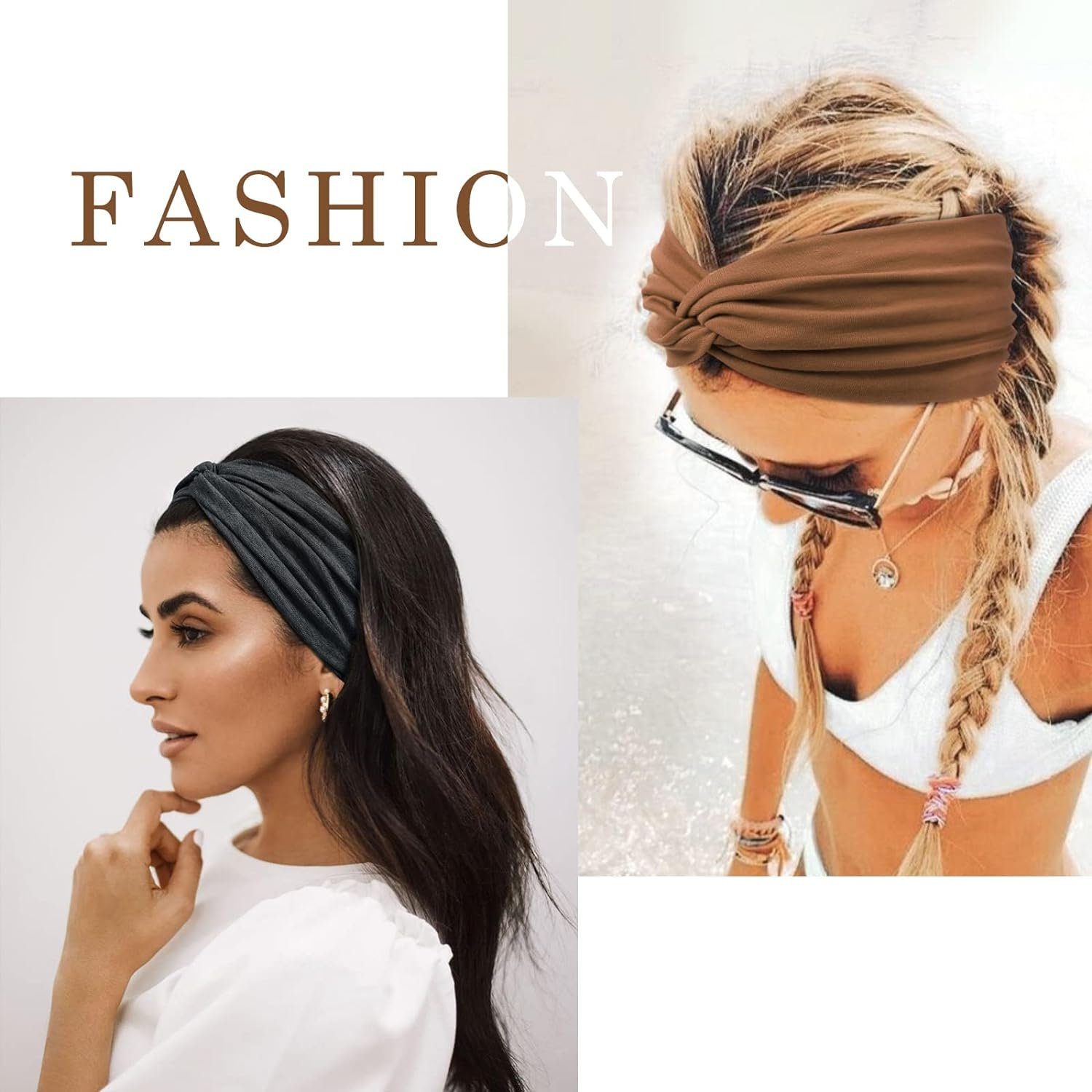 18 Damen Elastische Haarbänder einstellbar 4-tlg., cm Kopfband, Weiche Boho Haarband Haarband Haiaveng