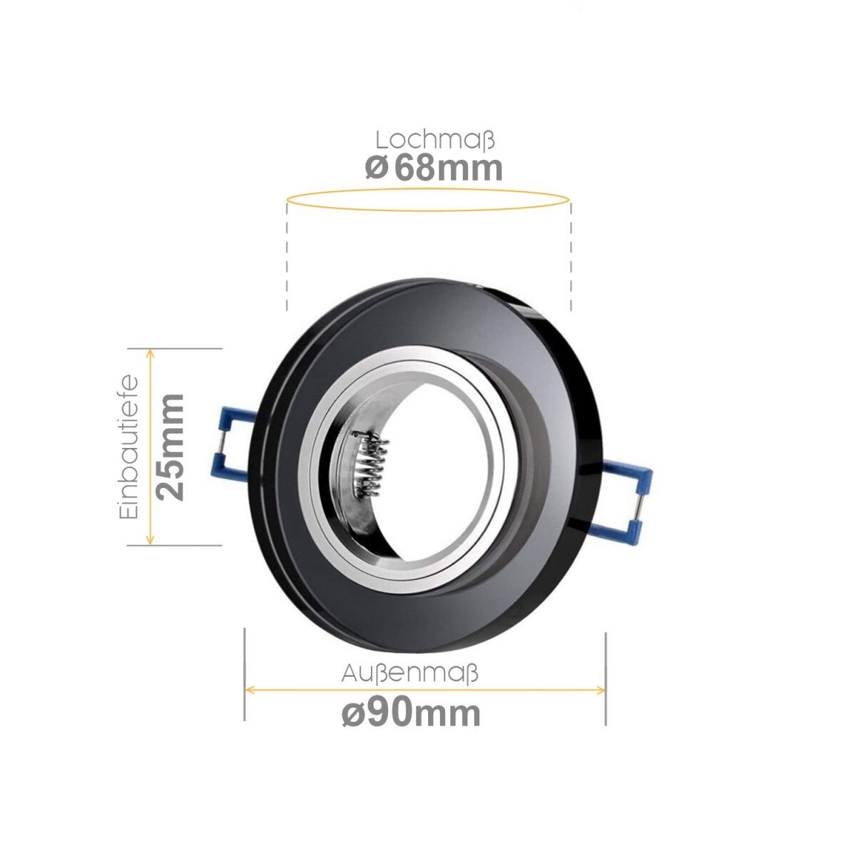 Sweet LED Deckenspot Glas schwarz spot Klickverschluss rund, ohne Leuchtmittel, Einbauspots, Deckenspots, Einbaustrahler, Deckenlampe