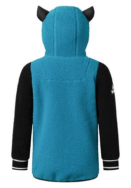 WeeDo Fleecejacke Monster Weicher Teddyfleece, lange Bündchen, Kapuze mit Hörner