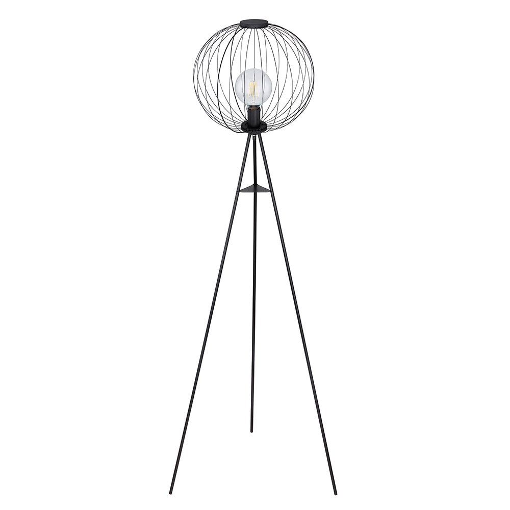 Globo Stehlampe, Leuchtmittel D 69cm schwarz nicht Dreibein Metall Wohnzimmerlampe Fußschalter Stehleuchte inklusive