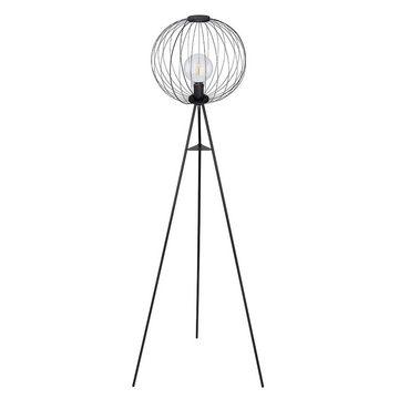 Globo Stehlampe, Leuchtmittel nicht inklusive, Stehleuchte Wohnzimmerlampe Metall schwarz Dreibein Fußschalter D 69cm