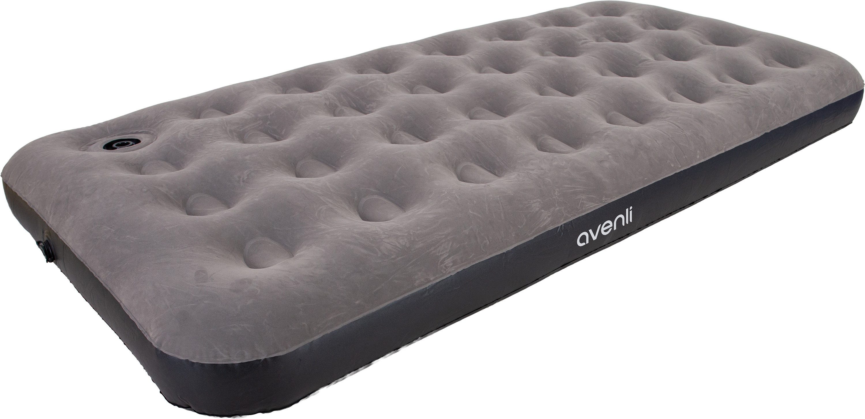 Avenli Luftmatratze Camping für 1 Person mit Fußpumpe 191x99x22cm Twin-Size, (Luftbett einfach aufblasbar mit integrierter Luftpumpe, 1-St., für Indoor und Outdoor mit beflockter Oberfläche), Ideal als Reisebett oder Isomatte