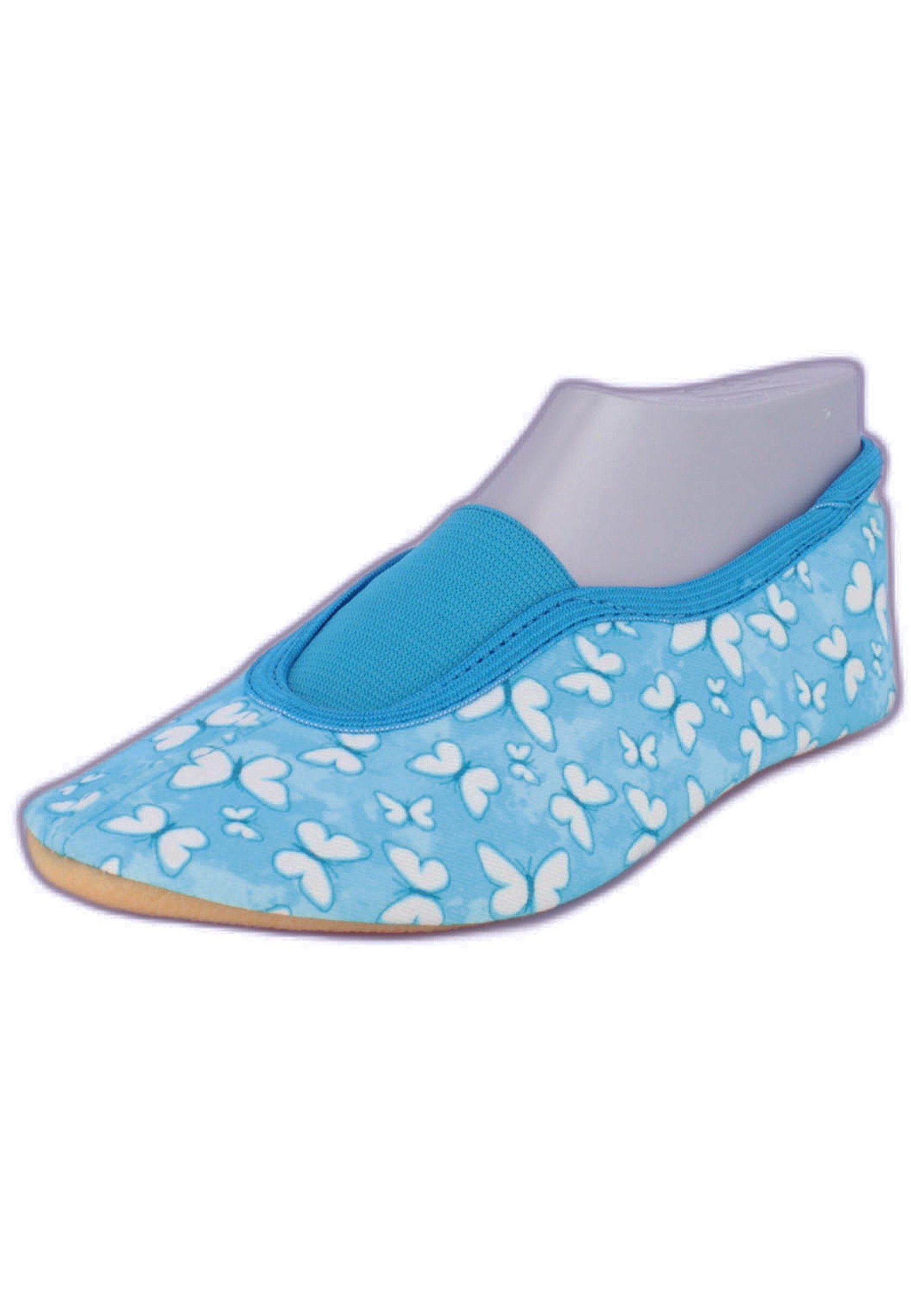 Beck Schläppchen Trendy  mit Ristgummi Gymnastikschuh (Barfußschuhe, für schmale Füße und kleine Kinder besonders geeignet, ab Gr. 18/19 erhältlich) atmungsaktive Baumwolle, rutschfeste Gummi-Sohle