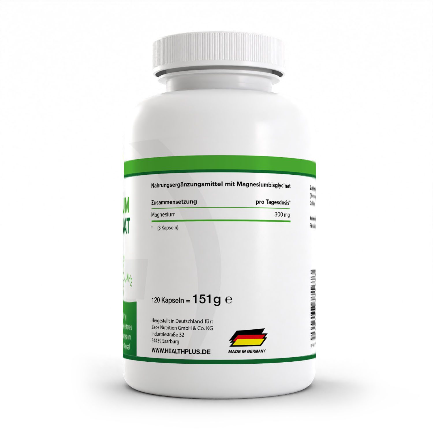 Zec+ Nutrition HEALTH+ MAGNESIUM-BISGLYCINAT, 120 Kapseln Kapseln