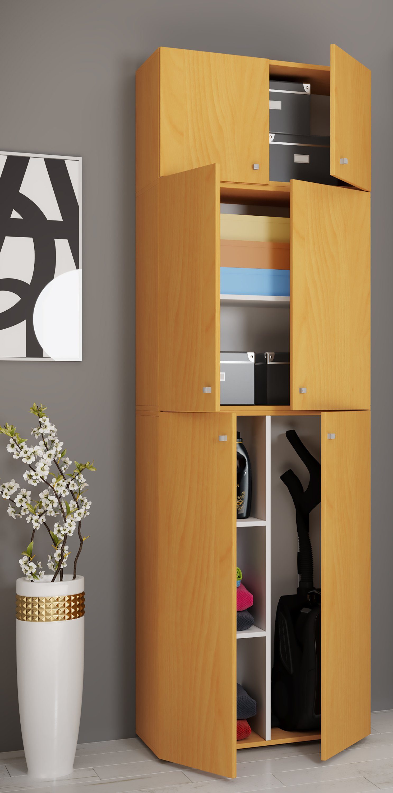 VCM Mehrzweckschrank Holz Besenschrank Staubsauger Putzschrank günstig online kaufen