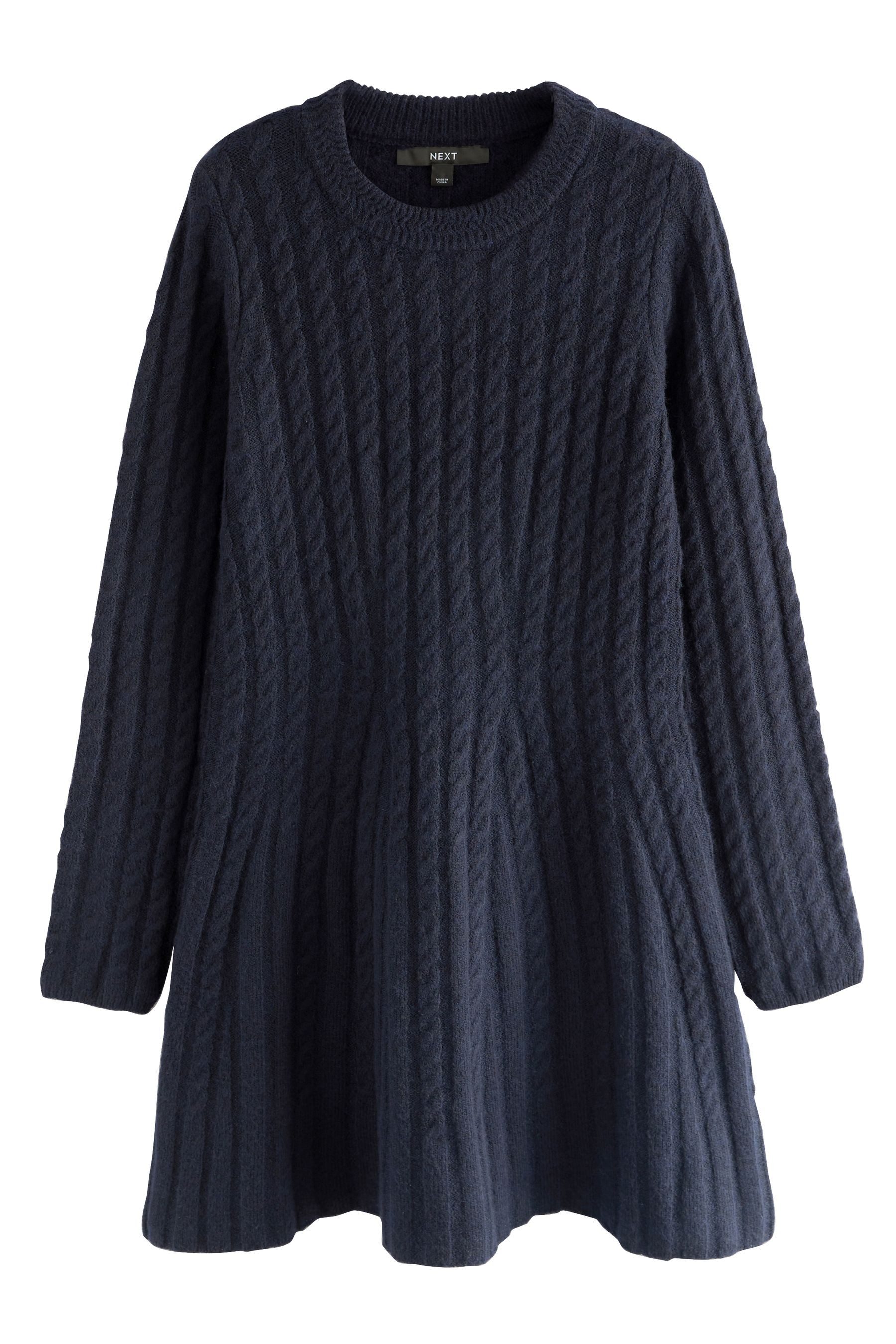 Next Minikleid Skater-Minikleid mit Zopfmuster und Wollanteil (1-tlg)