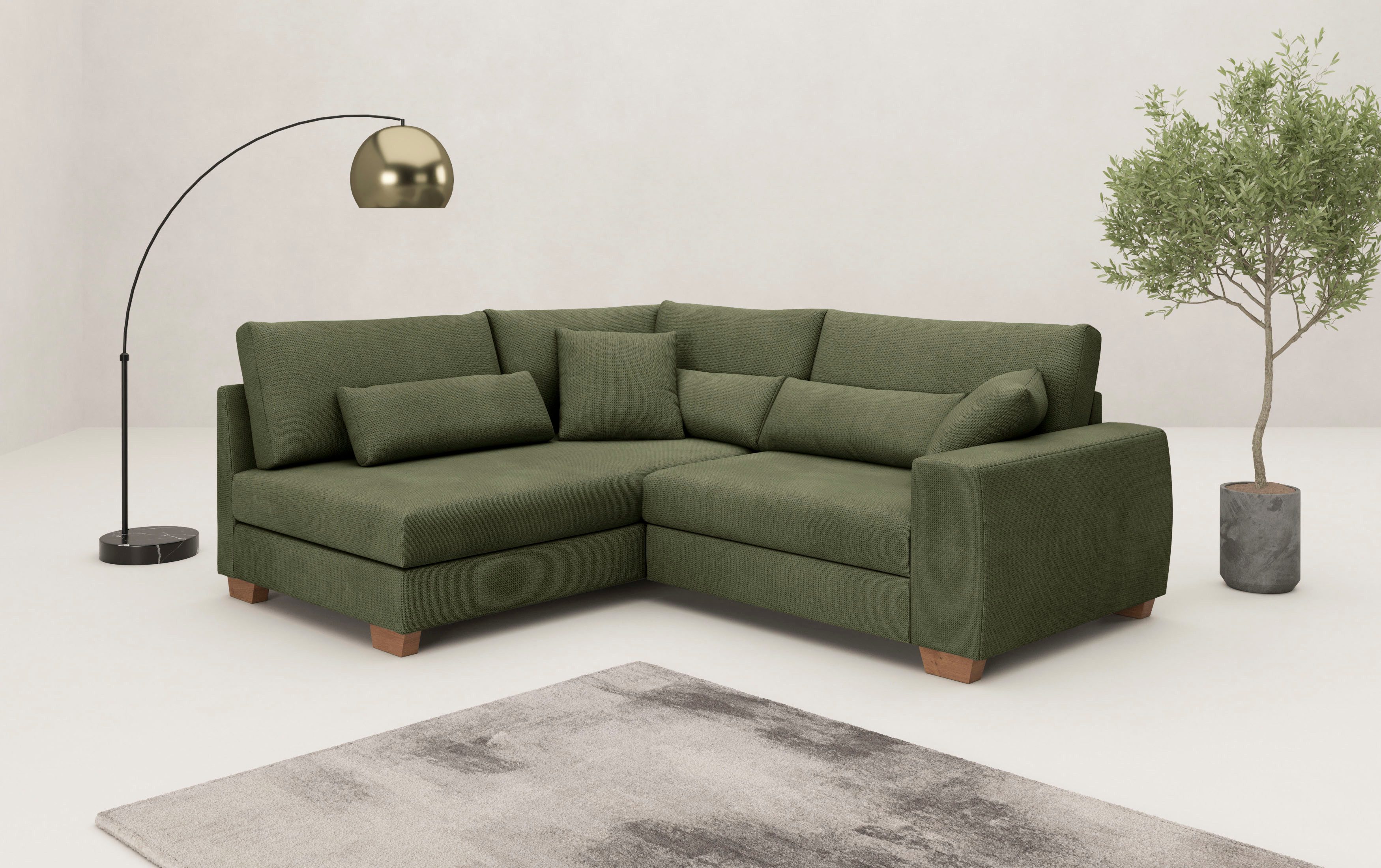 Mr. Couch Ecksofa "Hilla L-Form" Mit Federkern, wahlweise mit Bettfunktion günstig online kaufen