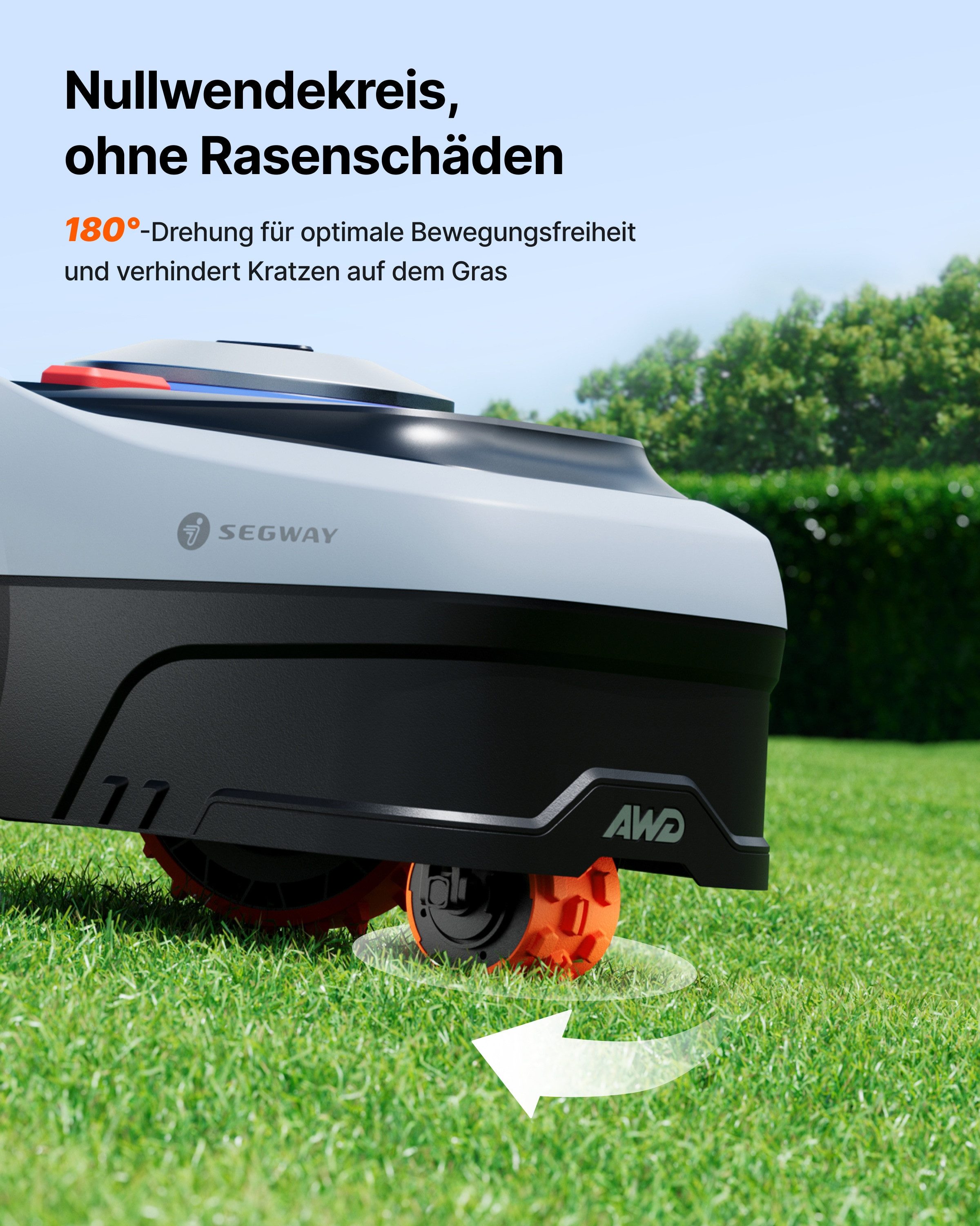 NAVIMOW Rasenmähroboter Segway i205/i208 AWD Mähroboter ohne Begrenzungskabel, bis 500 m² Rasenfläche, (1-St., EFLS NRTK + Vision, Automatisches Kartieren, inkl. 2,55 Ah Akku), Keine RTK-Antenne